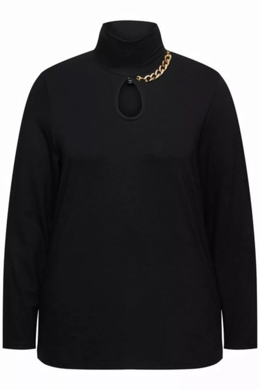 Ulla Popken Longshirt Shirt Cut-Out Kette Stehkragen Langarm günstig online kaufen