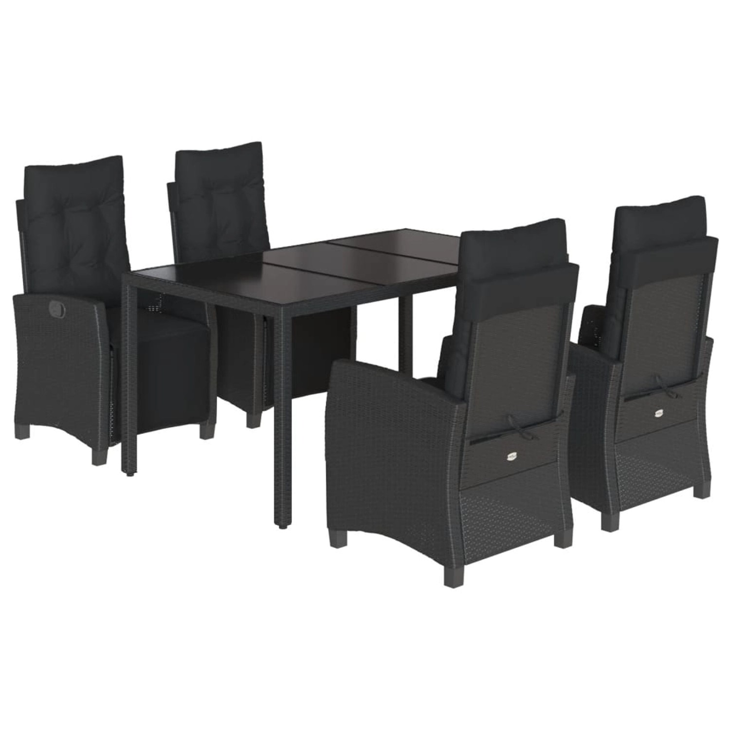 vidaXL 5-Tlg Garten-Essgruppe mit Kissen Schwarz Poly Rattan 3212890 günstig online kaufen
