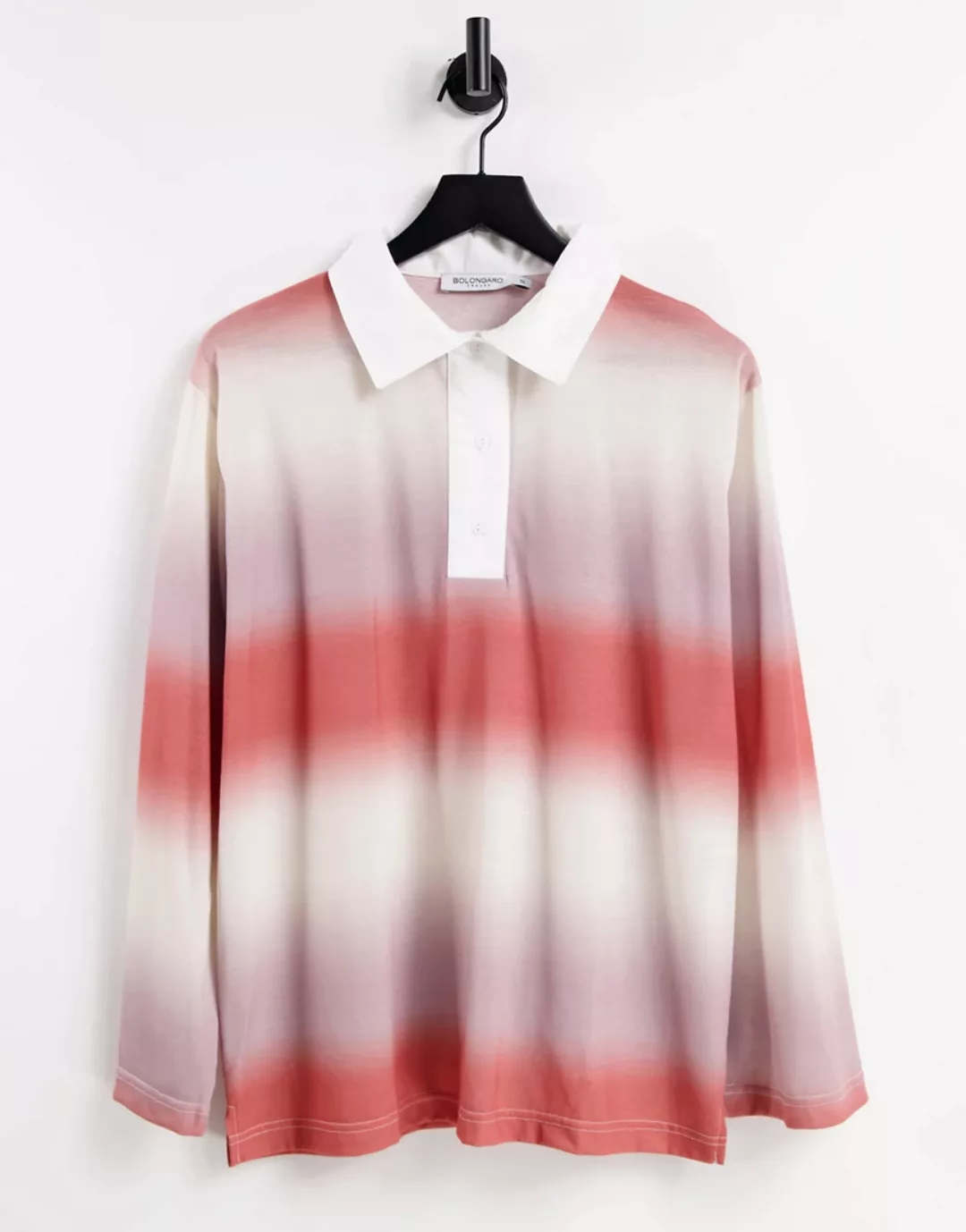 Bolongaro Trevor ‑ Oversize-Polohemd mit Farbverlauf in Pfirsich-Rosa günstig online kaufen