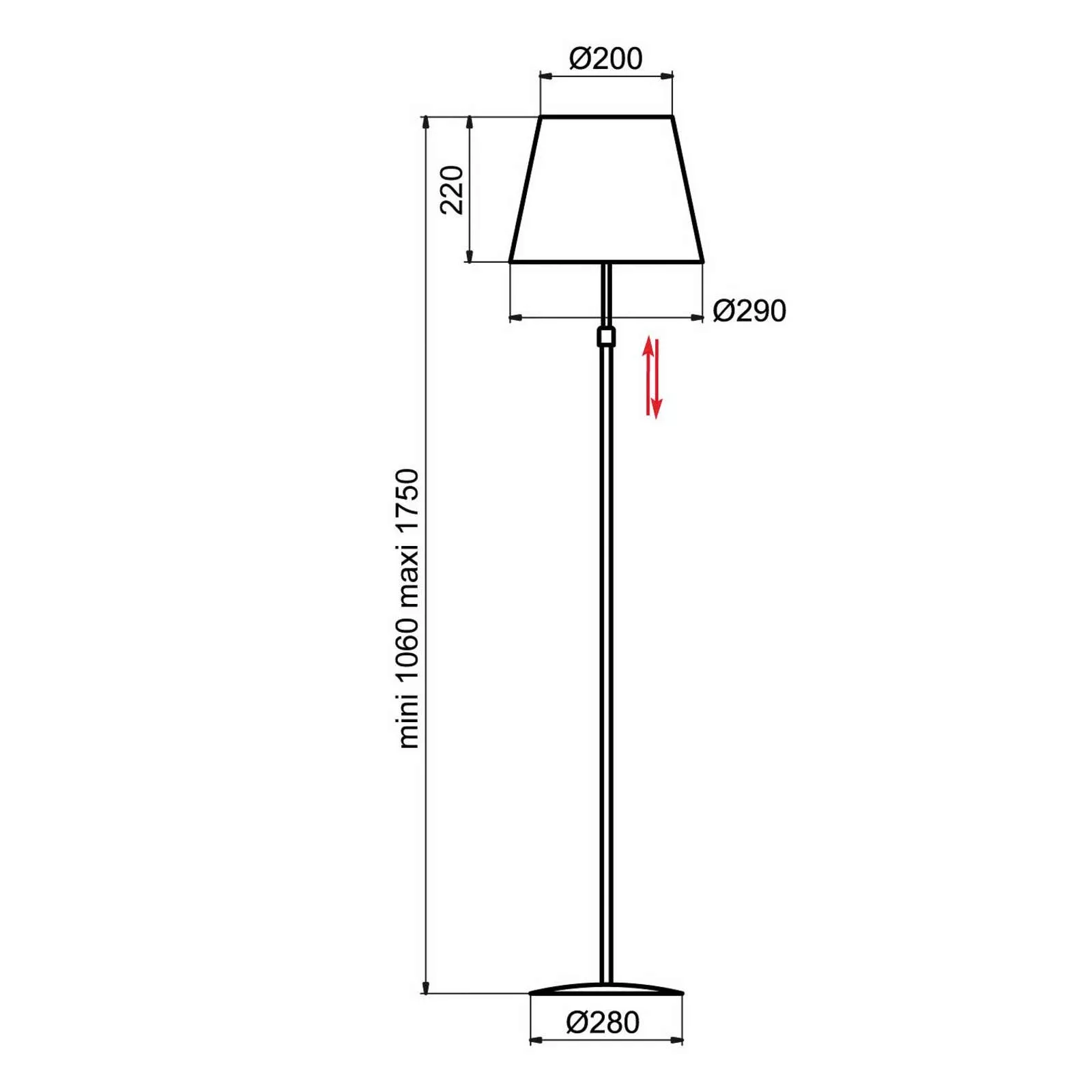 Aluminor Store Stehlampe, alu/rot günstig online kaufen