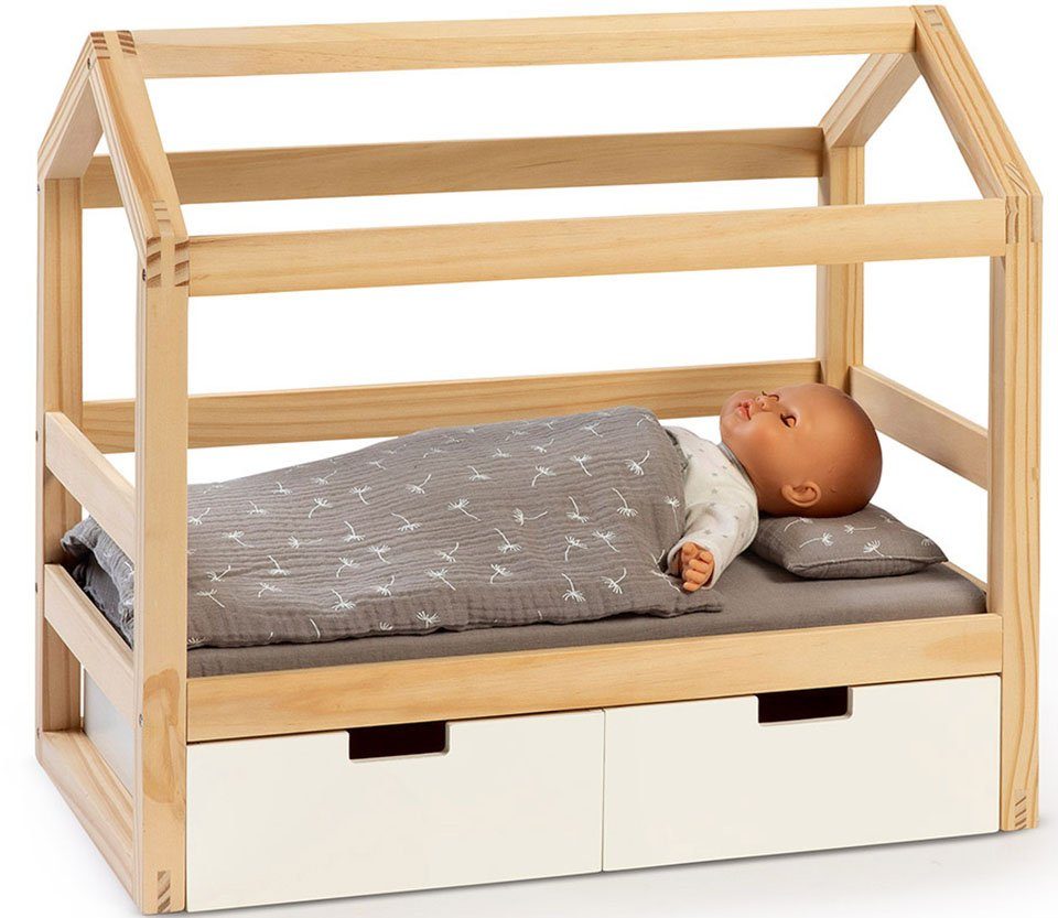MUSTERKIND® Puppenbett Puppen-Hausbett Viola, natur/weiß, aus günstig online kaufen