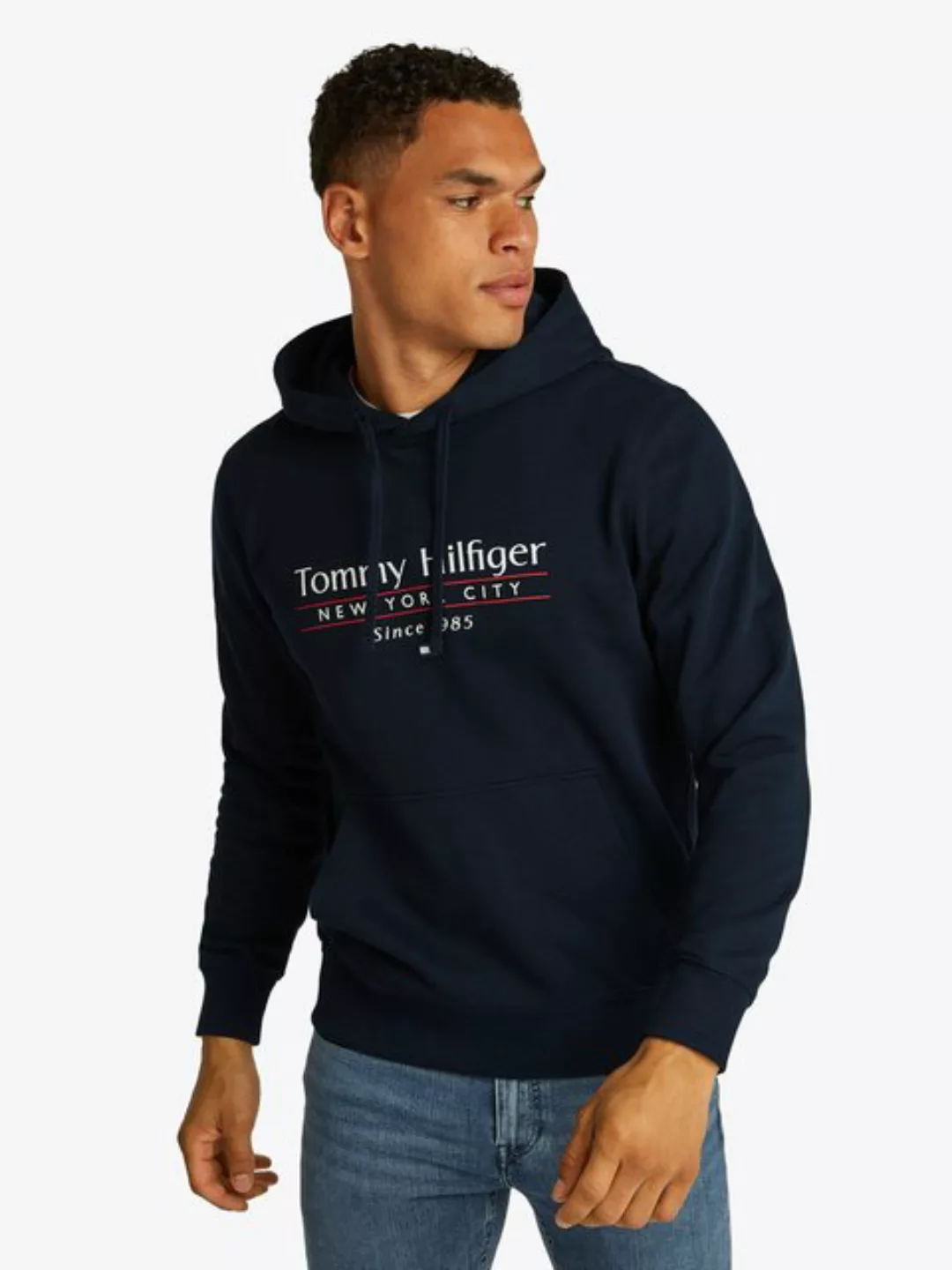 Tommy Hilfiger Hoodie HILFIGER CENTER STACK HOODY mit großem mehrfarbigen P günstig online kaufen