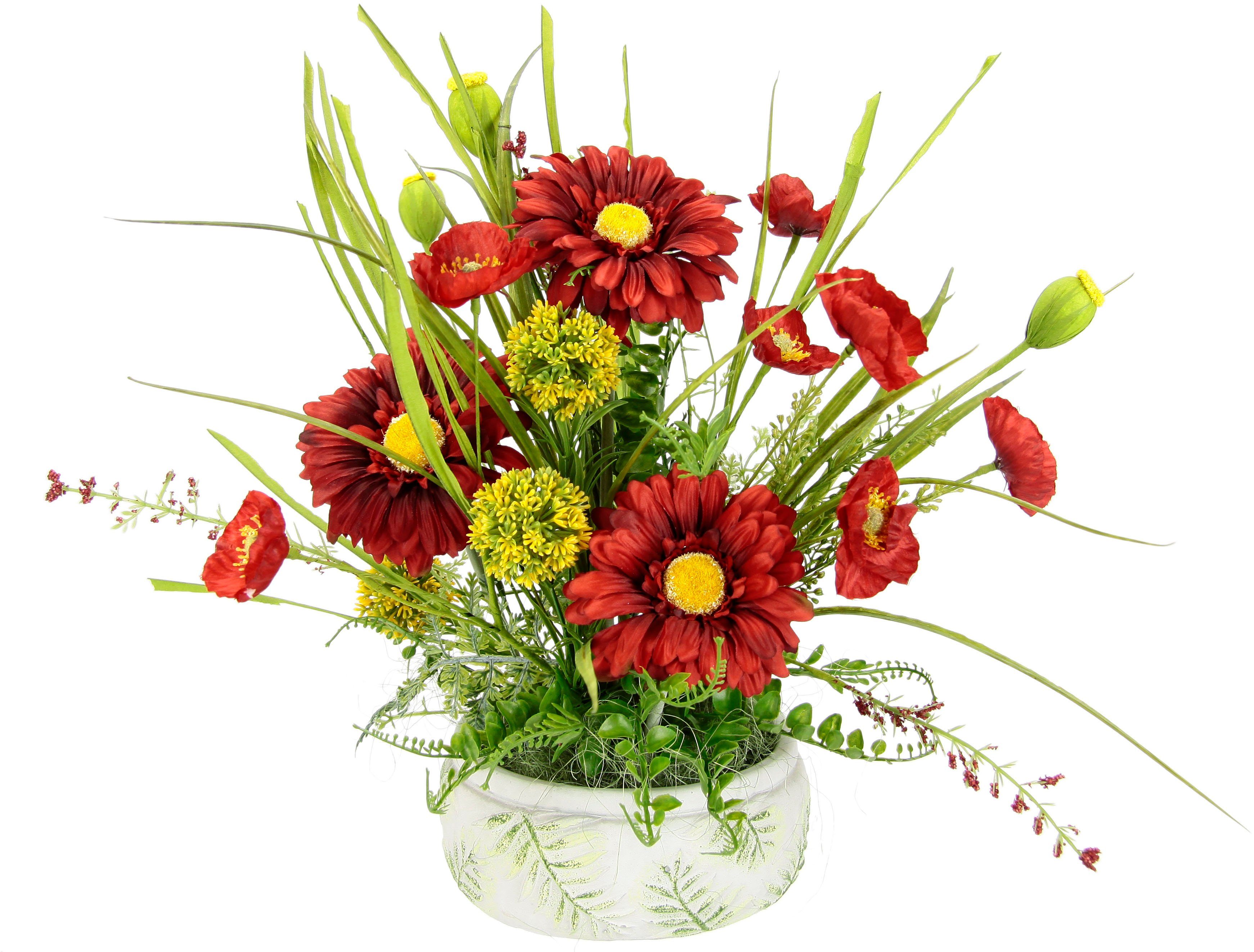 I.GE.A. Kunstblume »Blumenarrangement aus Gerbera und Mohnblumen in Schale günstig online kaufen