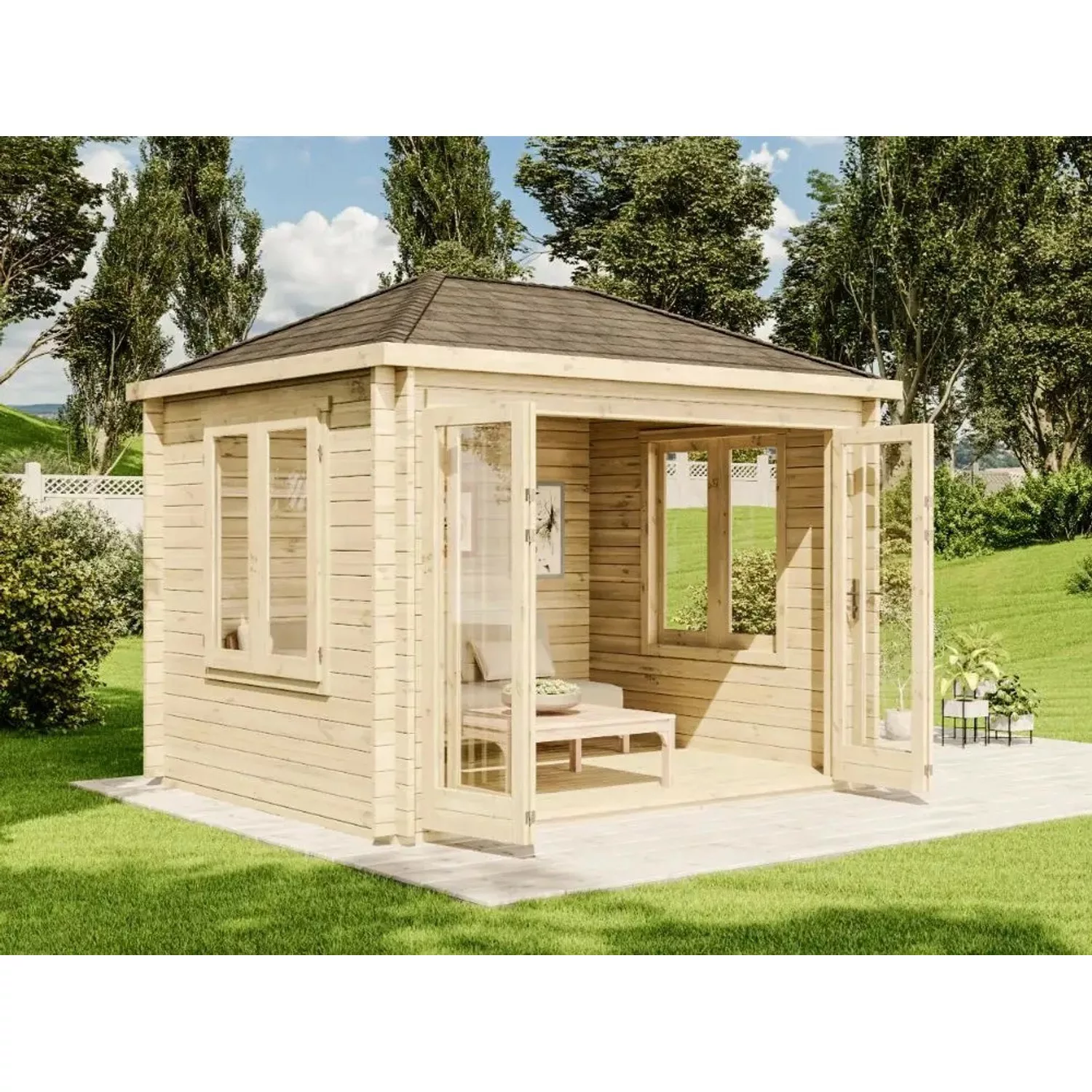 Carlsson Holz-Gartenhaus Summertime-40 Walmdach Imprägniert 302 cm x 287 cm günstig online kaufen