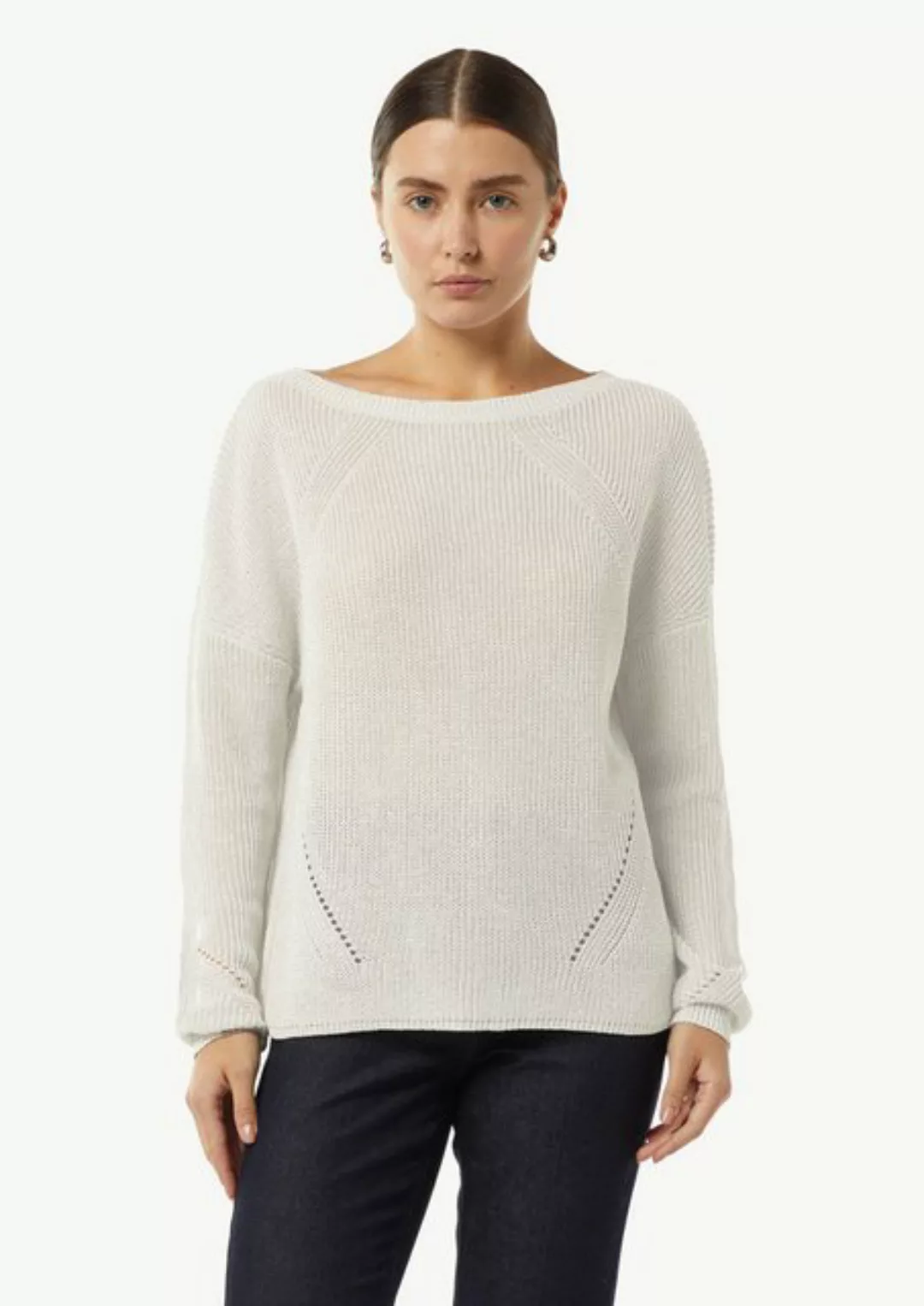 Comma Langarmshirt Strickpullover aus Viskosemix mit Glitzergarn Rippbündch günstig online kaufen