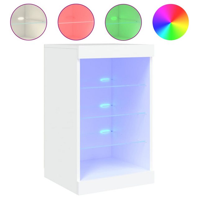 vidaXL Kleiderschrank Sideboard mit LED-Leuchten Weiß 41x37x67 cm Glas Vitr günstig online kaufen