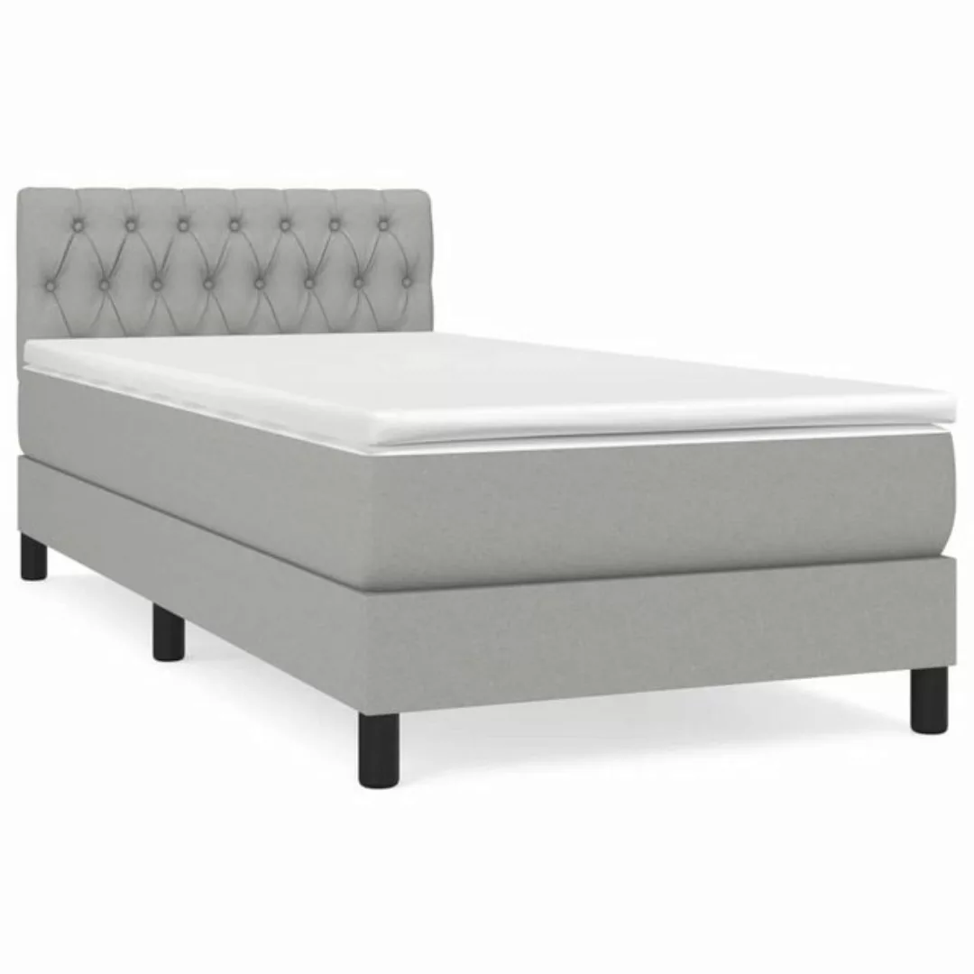 vidaXL Bettgestell Boxspringbett mit Matratze Hellgrau 90x200 cm Stoff Bett günstig online kaufen