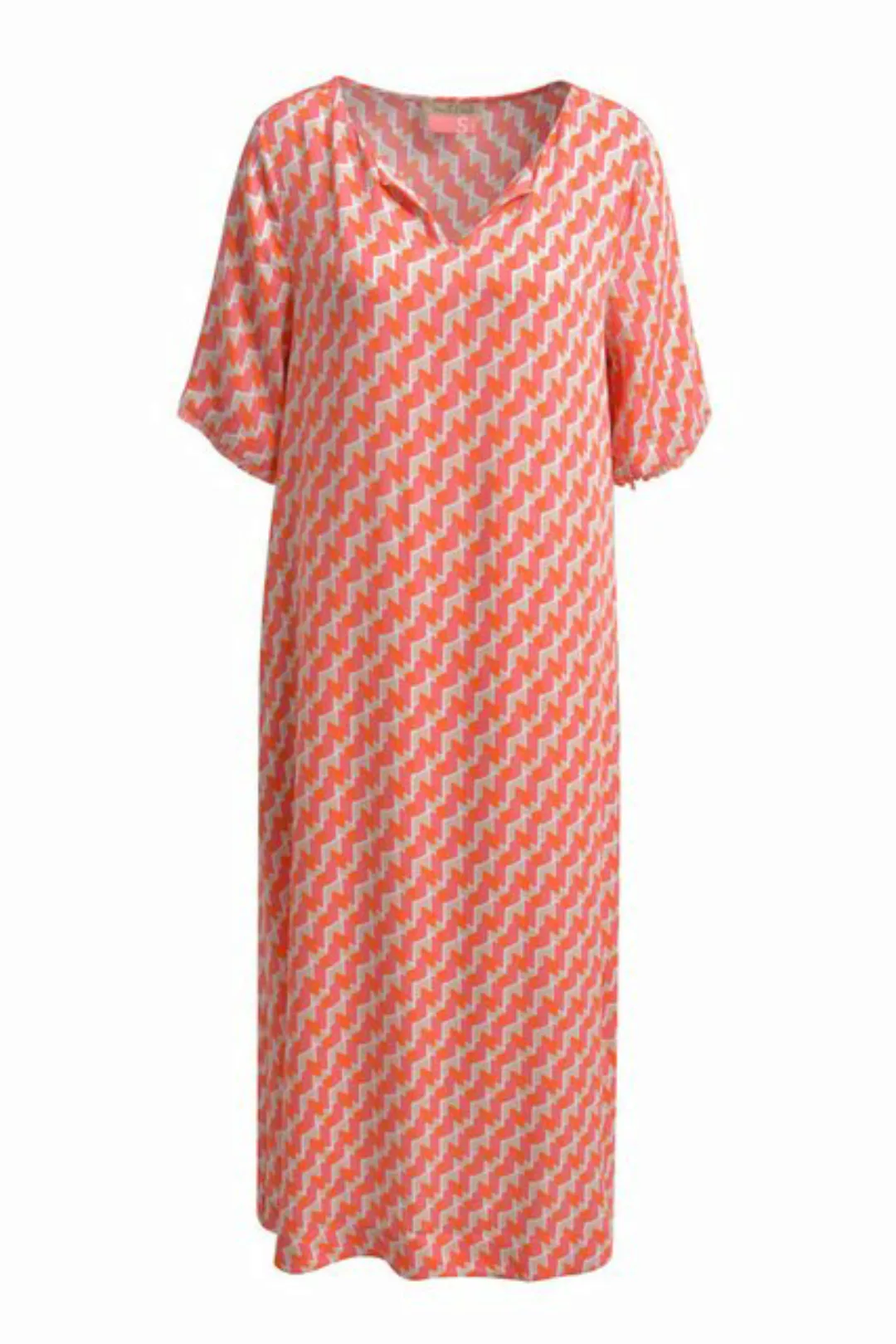 Smith & Soul Maxikleid Straight V-neck Dress with Fringes - oat milk print günstig online kaufen