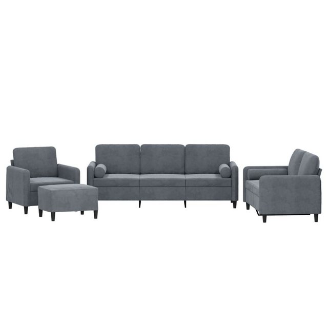 vidaXL Sofa Sofagarnitur Set mit Kissen Samt, 4-tlg., Dunkelgrau günstig online kaufen