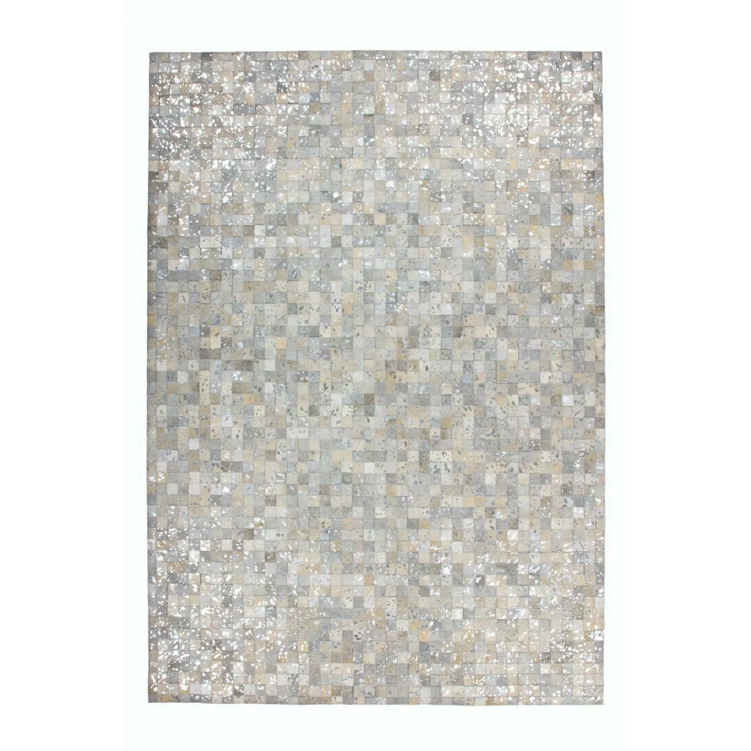 MeGusta Flachflor Teppich PatchworkDesign Grau - Silber Leder 80x150 cm Mar günstig online kaufen