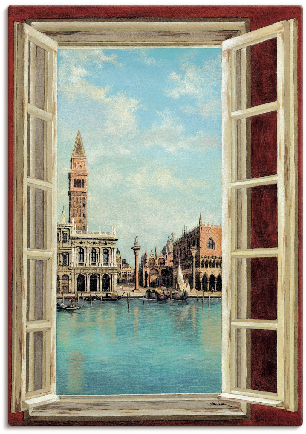 Artland Wandbild "Fenster mit Blick auf Venedig", Fensterblick, (1 St.), al günstig online kaufen