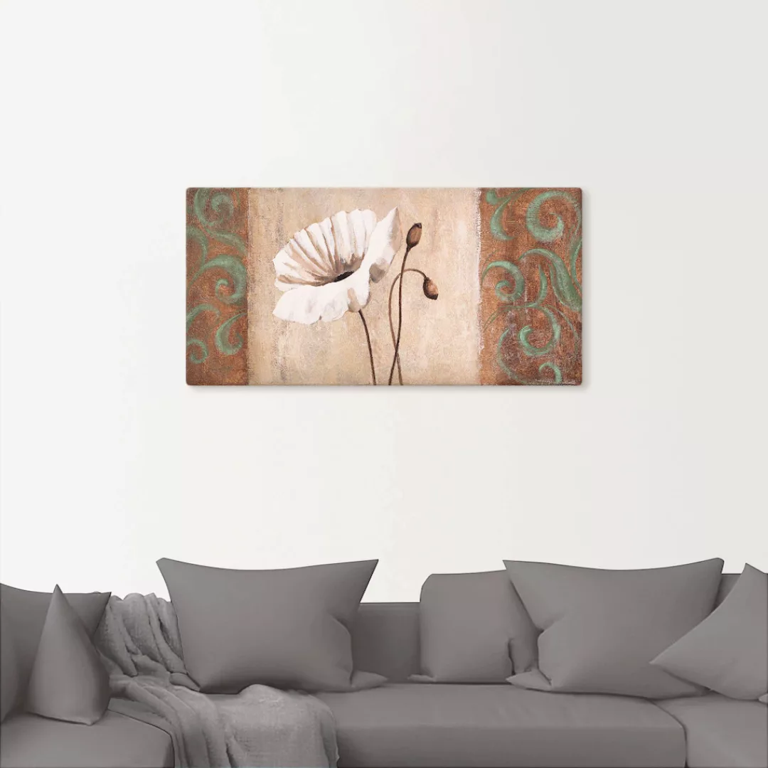 Artland Wandbild "Mohnblumen mit Ornamenten", Blumen, (1 St.), als Leinwand günstig online kaufen