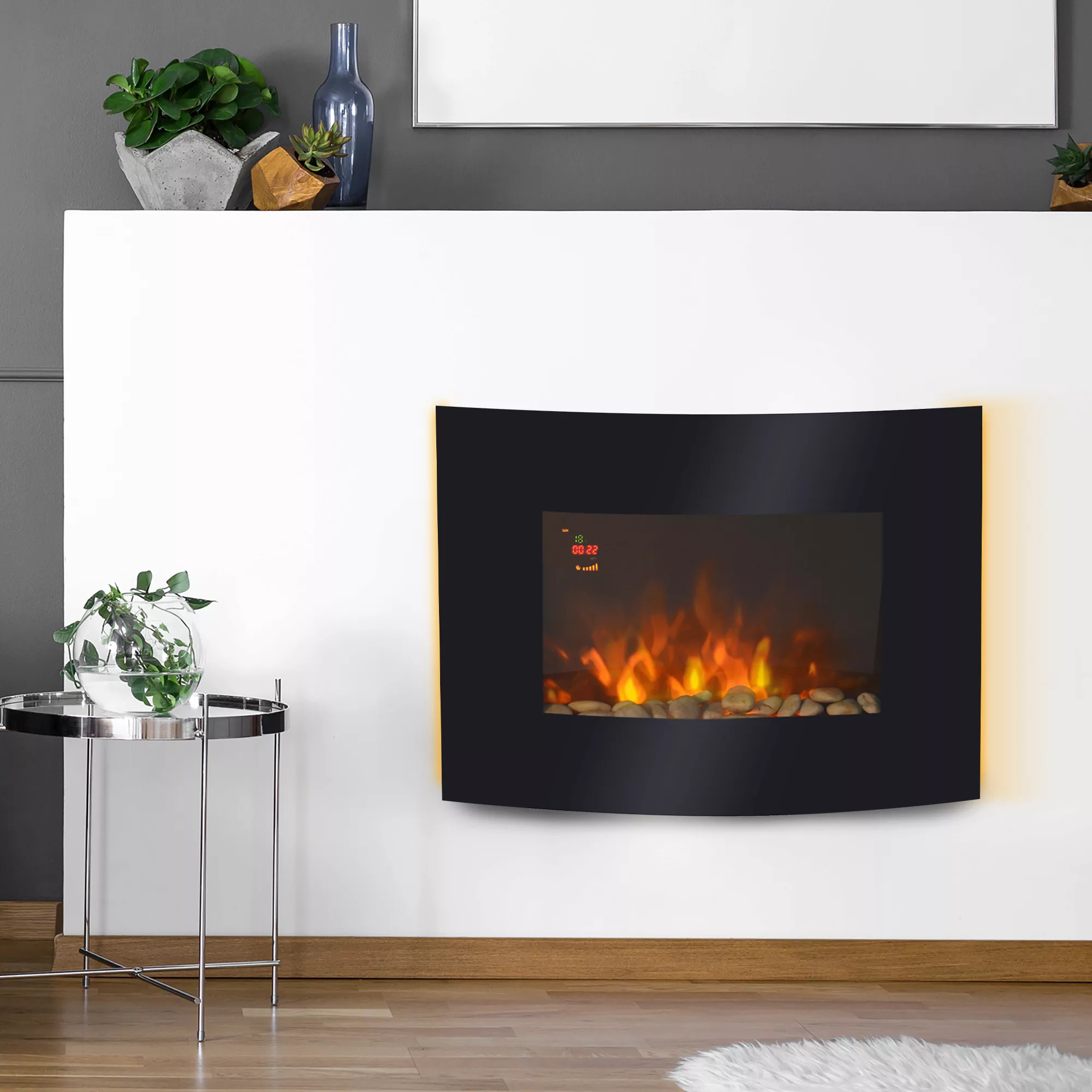 HOMCOM Elektrischer-Kamin 820-053 schwarz Metall Glas B/H/T: ca. 65x52x11,5 günstig online kaufen