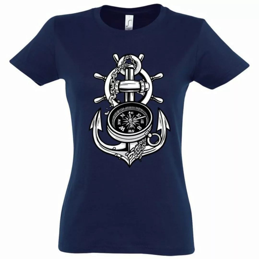 Youth Designz T-Shirt Anker Kompass Damen T-Shirt mit trendigem Frontprint günstig online kaufen