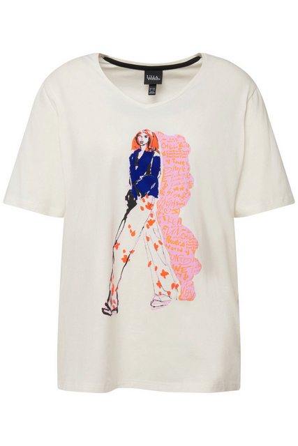 Ulla Popken Rundhalsshirt T-Shirt Frauenmotiv Oversized V-Ausschnitt Halbar günstig online kaufen