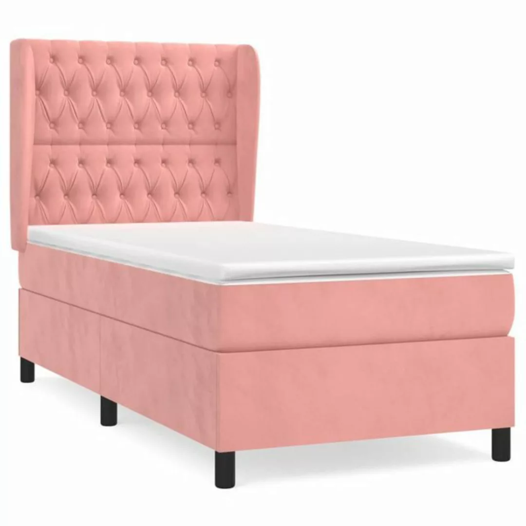 vidaXL Boxspringbett Boxspringbett mit Matratze Rosa 100x200 cm Samt Bett B günstig online kaufen