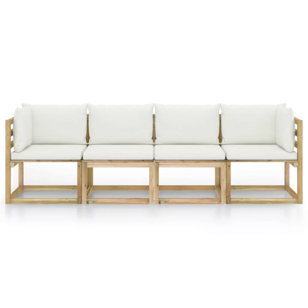 4-sitzer-gartensofa Mit Creme Kissen günstig online kaufen