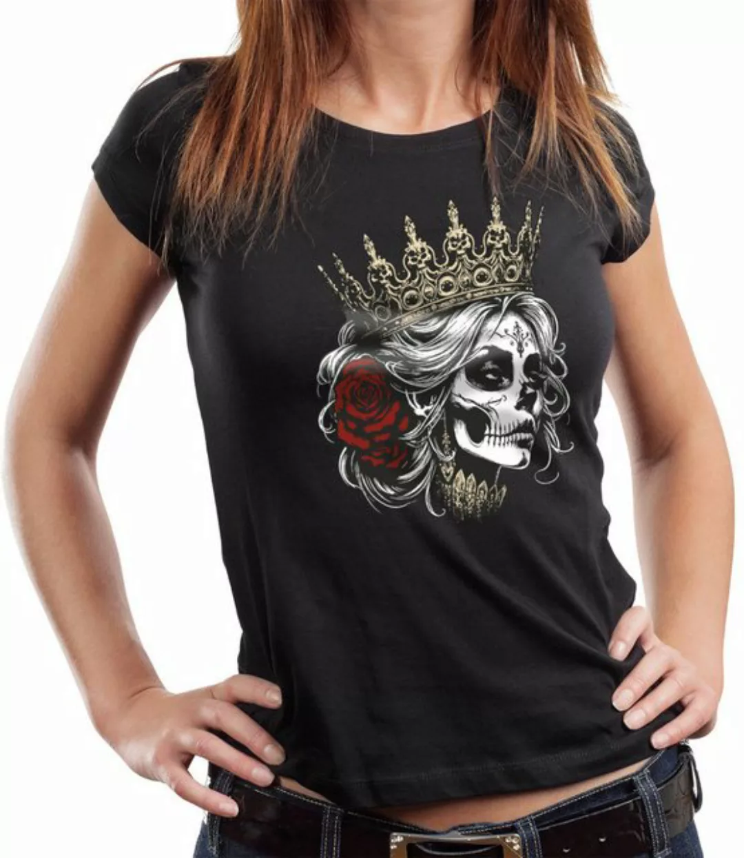 GASOLINE BANDIT® T-Shirt für coole Ladies mit Stil: Skull Queen günstig online kaufen