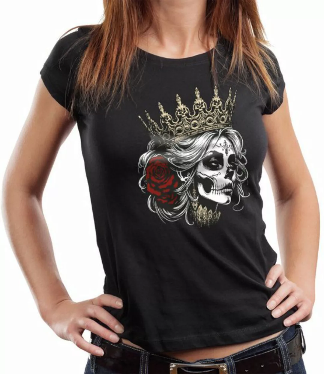 GASOLINE BANDIT® T-Shirt Damen Lady Biker Shirt: Skull Queen günstig online kaufen