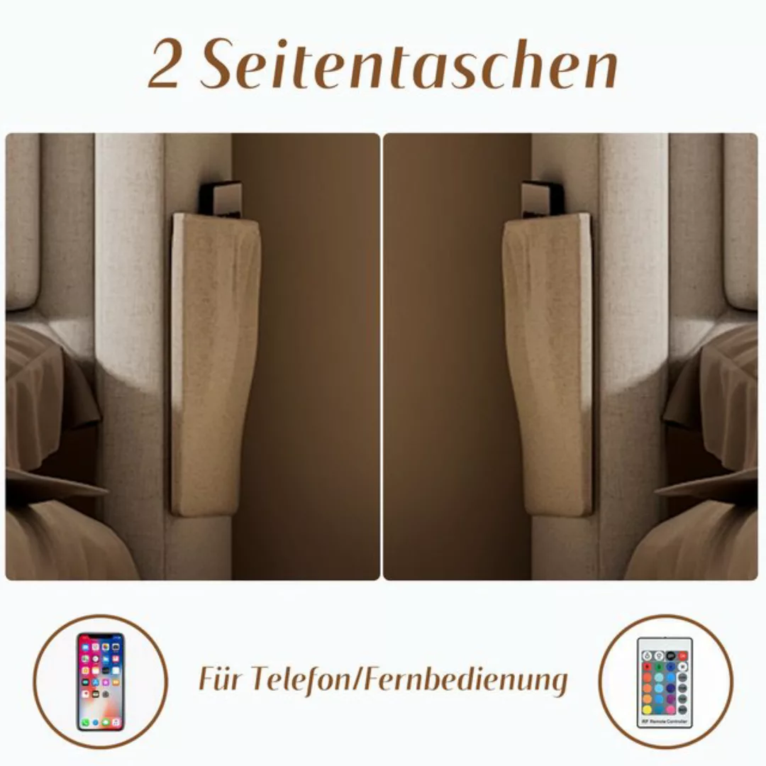 HAUSS SPLOE Polsterbett 180x200cm mit Led-Kopfteil, Ladefunktion, Hydraulis günstig online kaufen