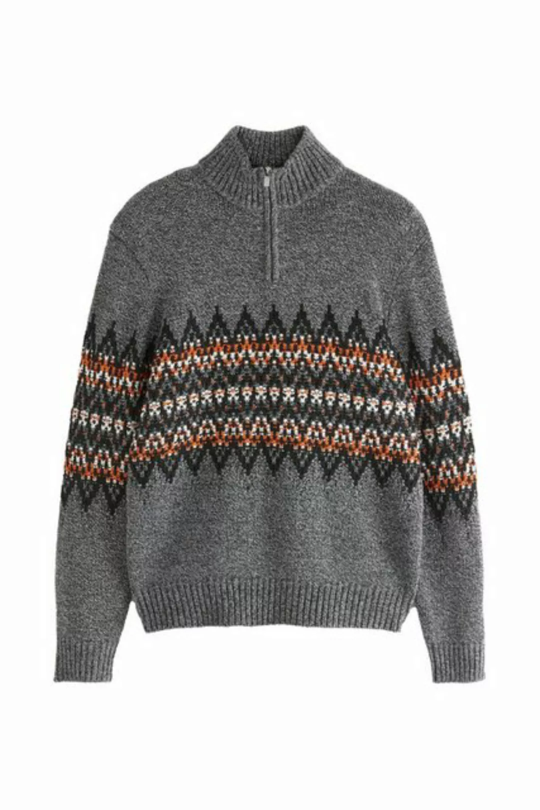 Next Troyer Regular Fit Troyer mit Wolle und Fairisle-Muster (1-tlg) günstig online kaufen