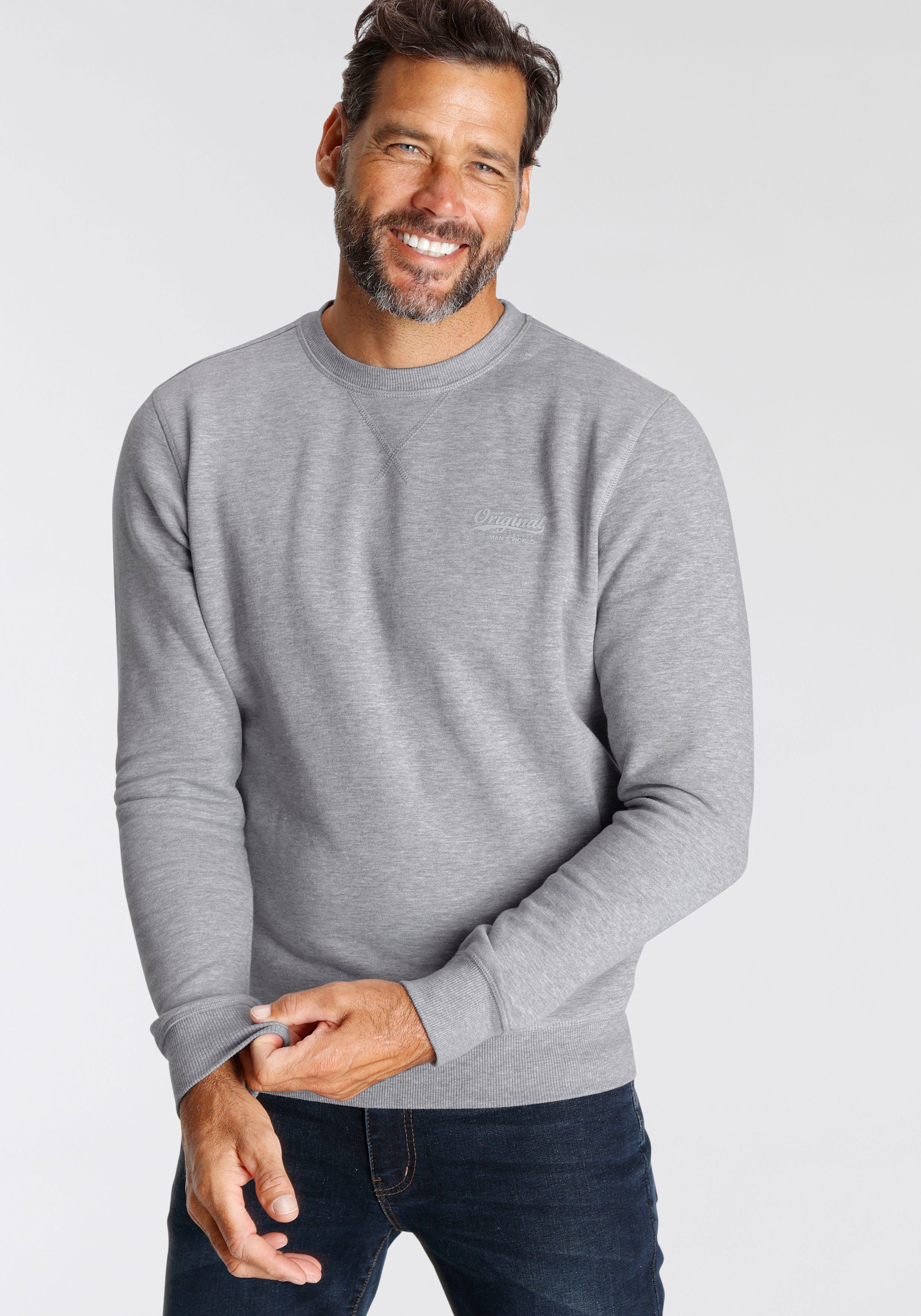 Man's World Sweatshirt Langarm, Basic-Stil, unifarben, günstig online kaufen