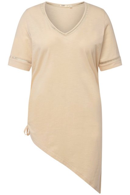 Ulla Popken Longshirt Longshirt Raffband V-Ausschnitt Halbarm günstig online kaufen