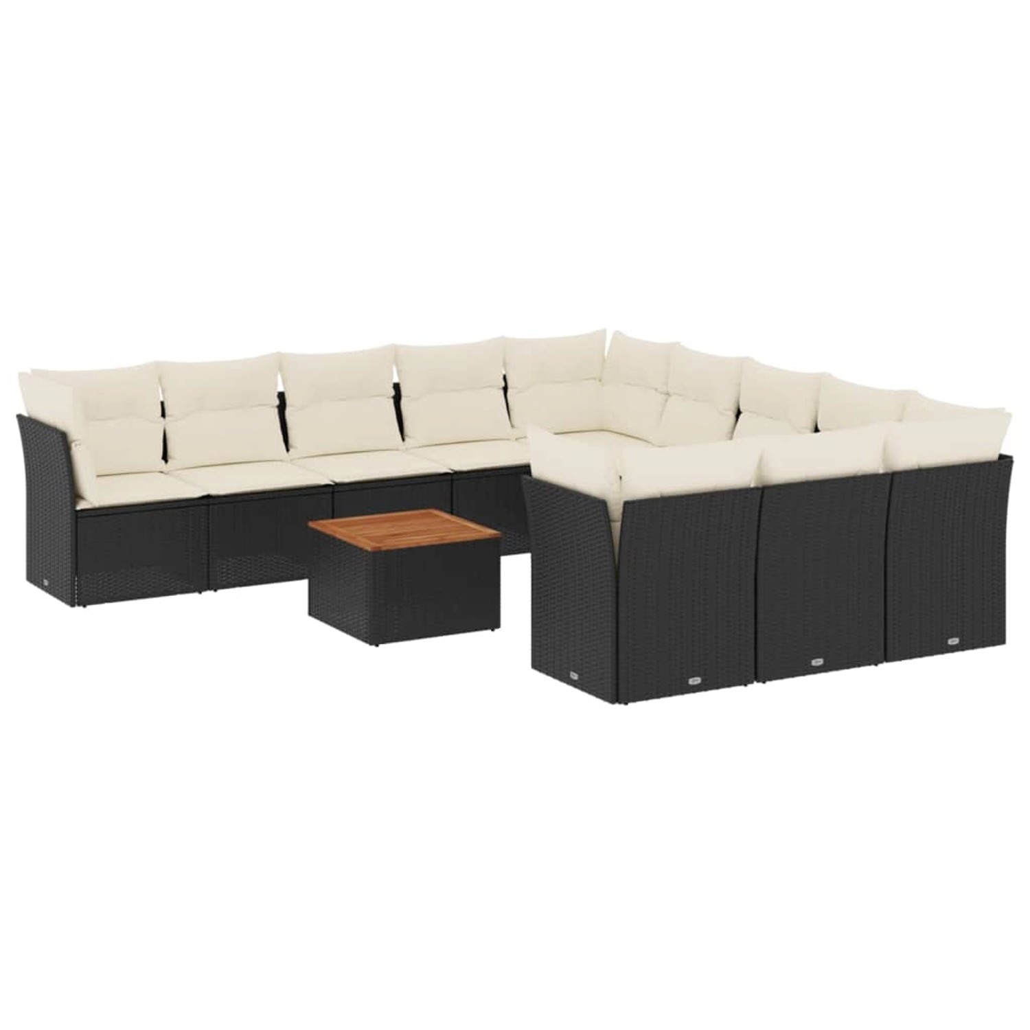 vidaXL 12-tlg Garten-Sofagarnitur mit Kissen Schwarz Poly Rattan Modell 55 günstig online kaufen