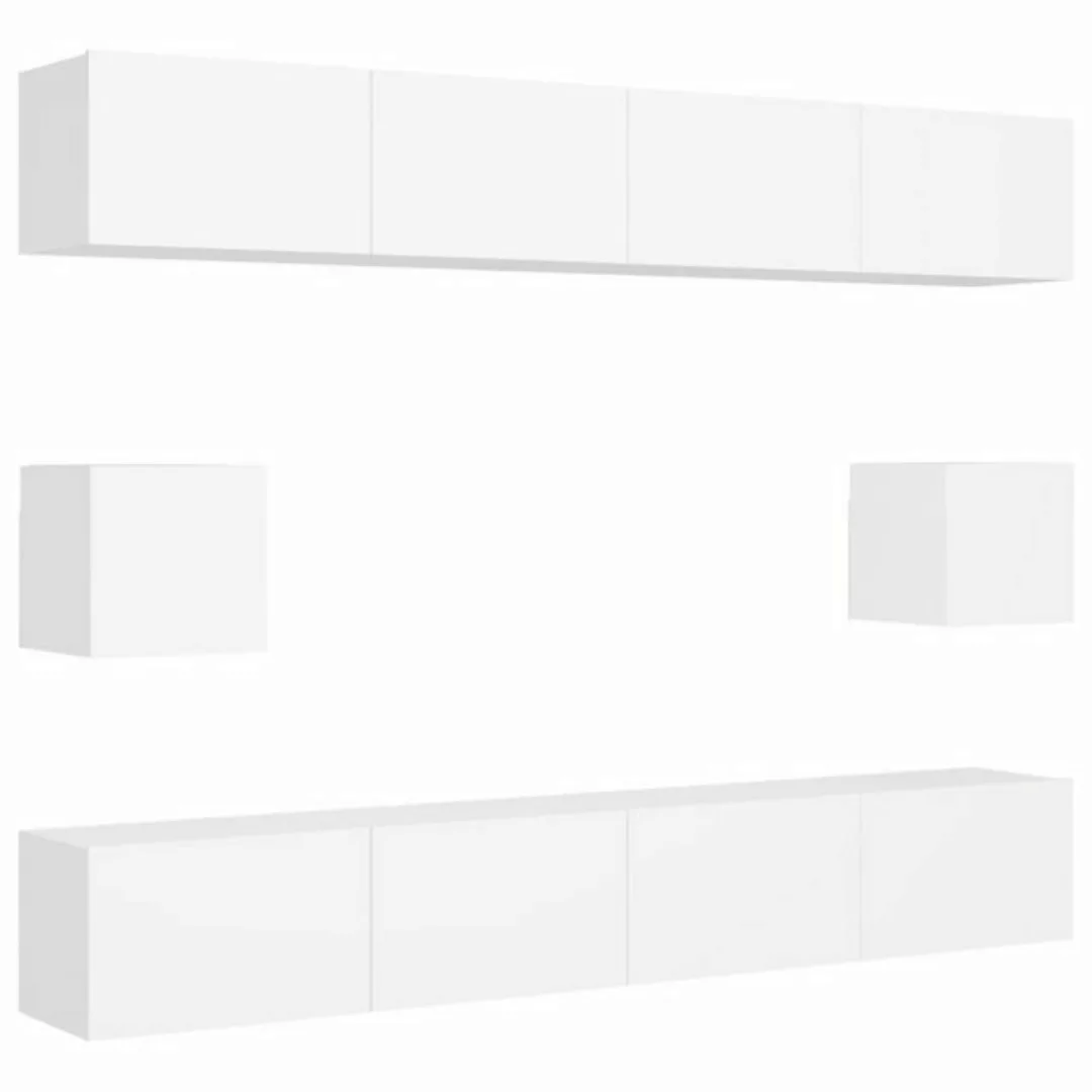 furnicato TV-Schrank 6-tlg. TV-Schrank-Set Weiß Holzwerkstoff (1-St) günstig online kaufen