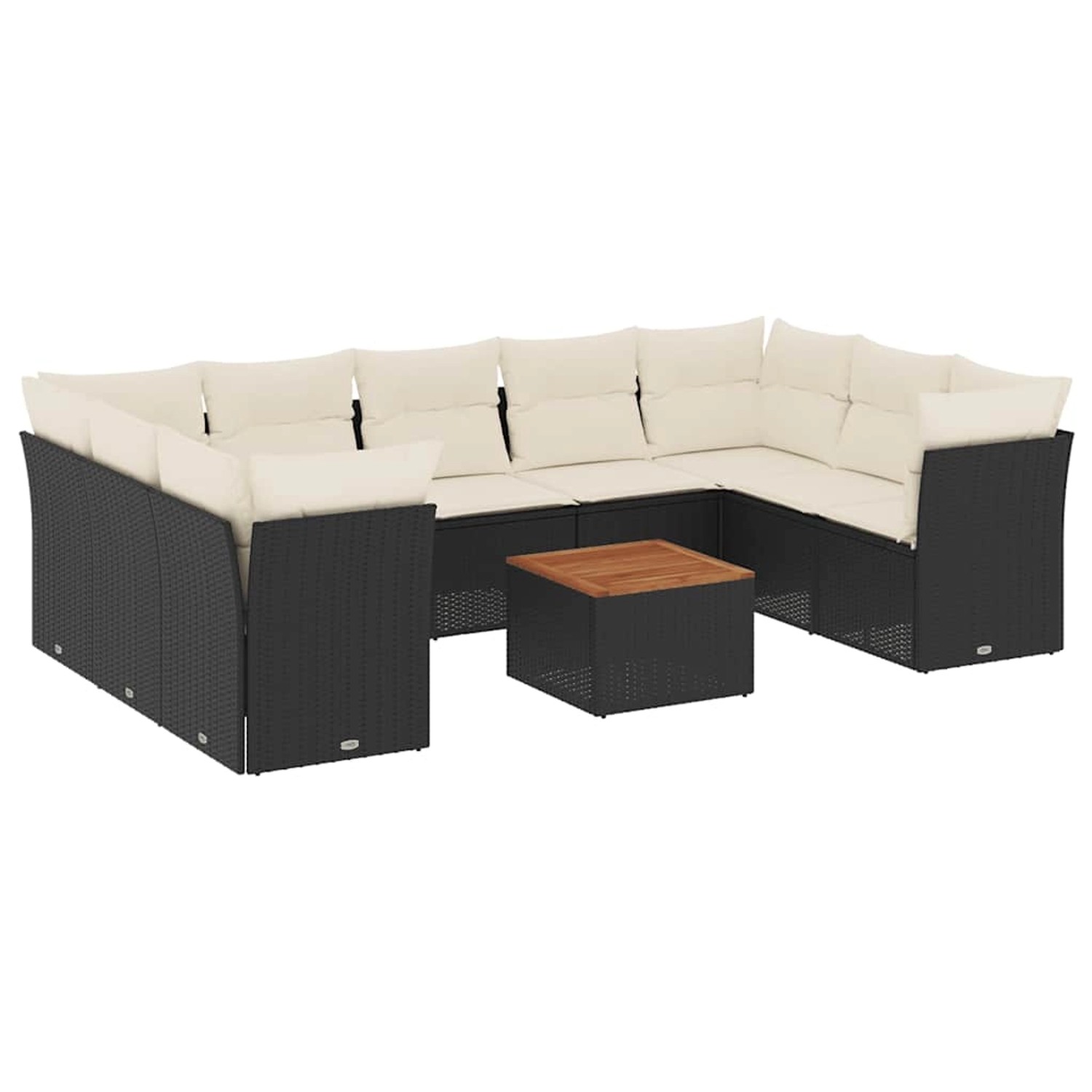 vidaXL 10-Tlg Garten-Sofagarnitur mit Kissen Schwarz Poly Rattan 3256133 günstig online kaufen