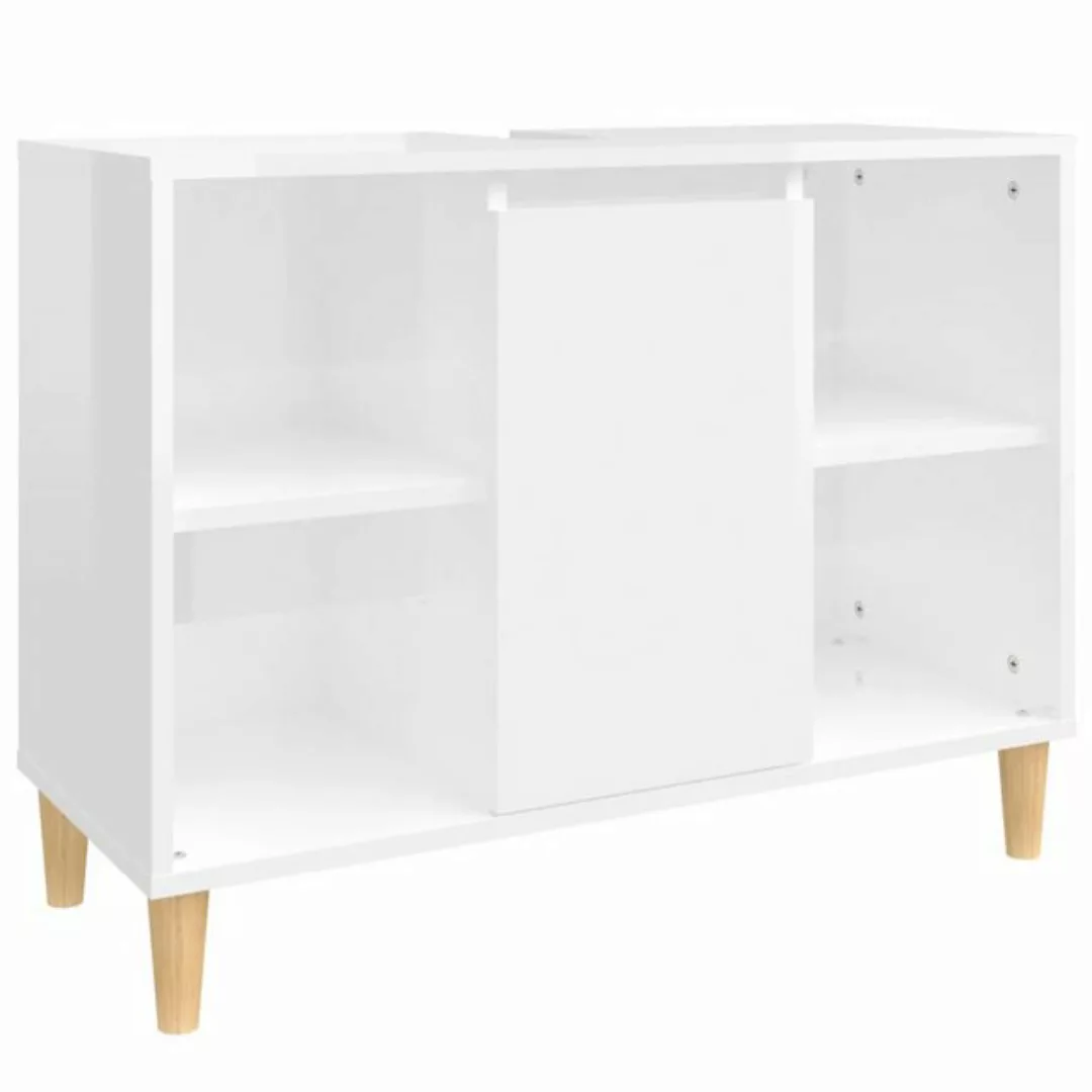 Vidaxl Waschbeckenunterschrank Hochglanz-weiß 80x33x60cm Holzwerkstoff günstig online kaufen