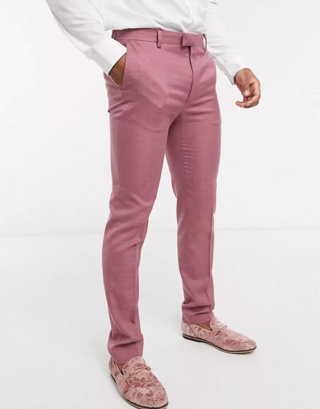 Topman – Enge Anzughose in Rosa günstig online kaufen
