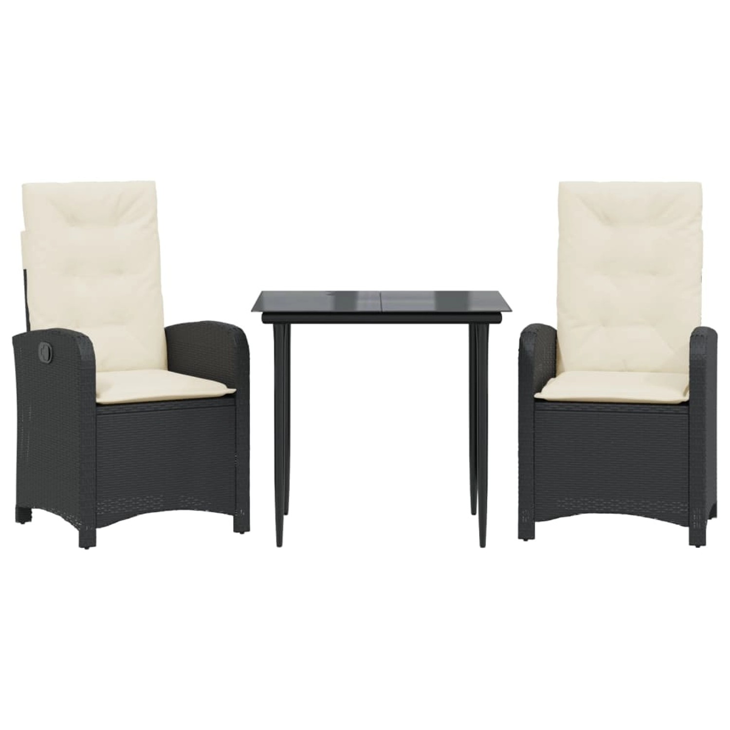 vidaXL 3-Tlg Garten-Essgruppe mit Kissen Schwarz Poly Rattan 3212290 günstig online kaufen