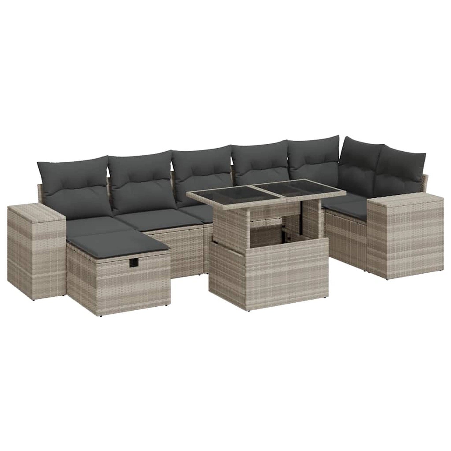 vidaXL 5-Tlg Garten-Sofagarnitur mit Kissen Hellgrau Poly Rattan 3327952 günstig online kaufen