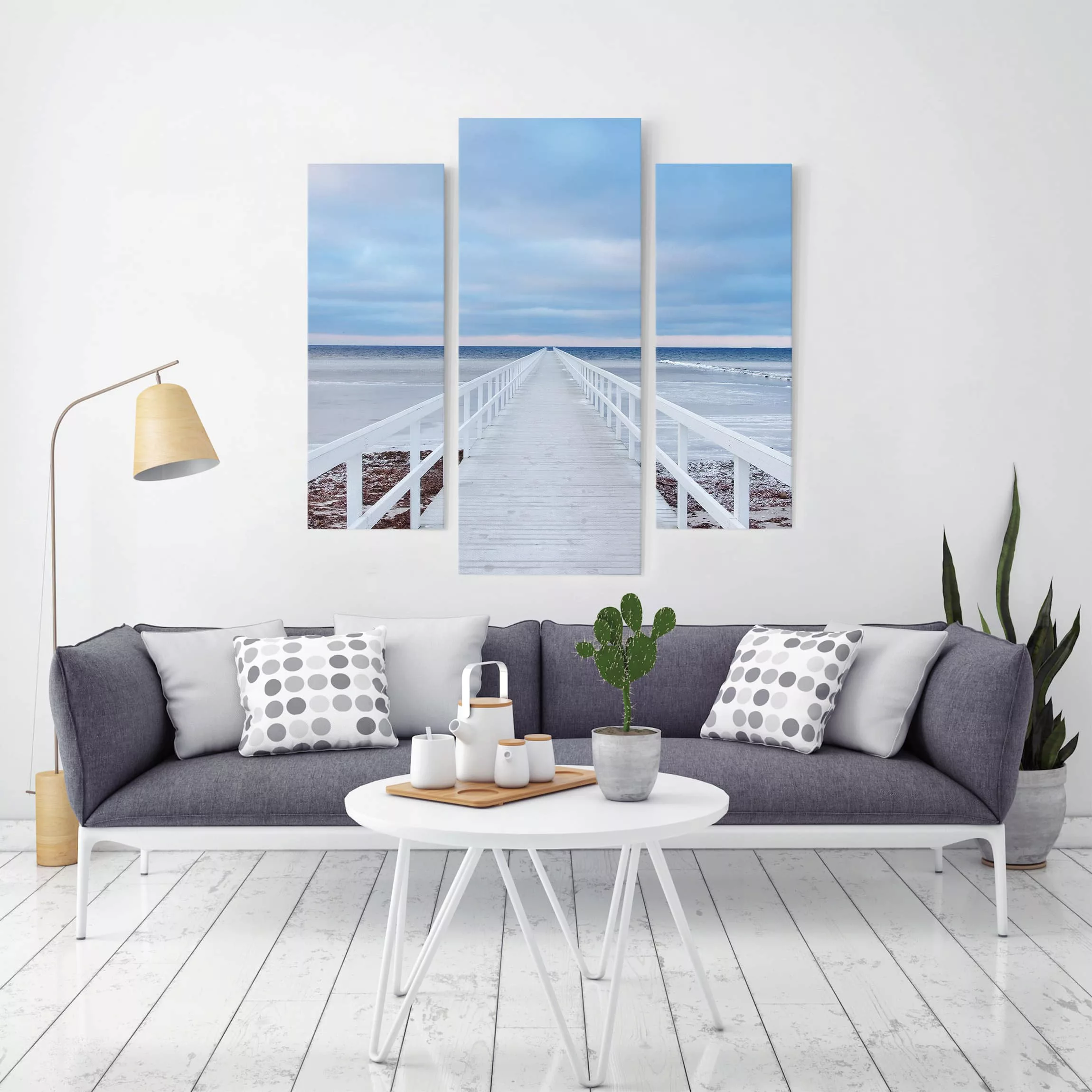 3-teiliges Leinwandbild Strand - Querformat Brücke in Schweden günstig online kaufen