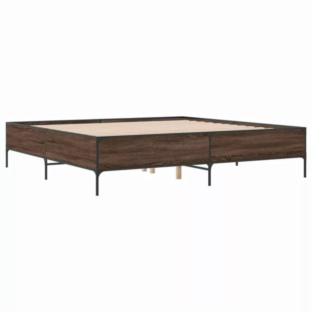 vidaXL Bett Bettgestell Braun Eichen-Optik 180x200 cm Holzwerkstoff Metall günstig online kaufen