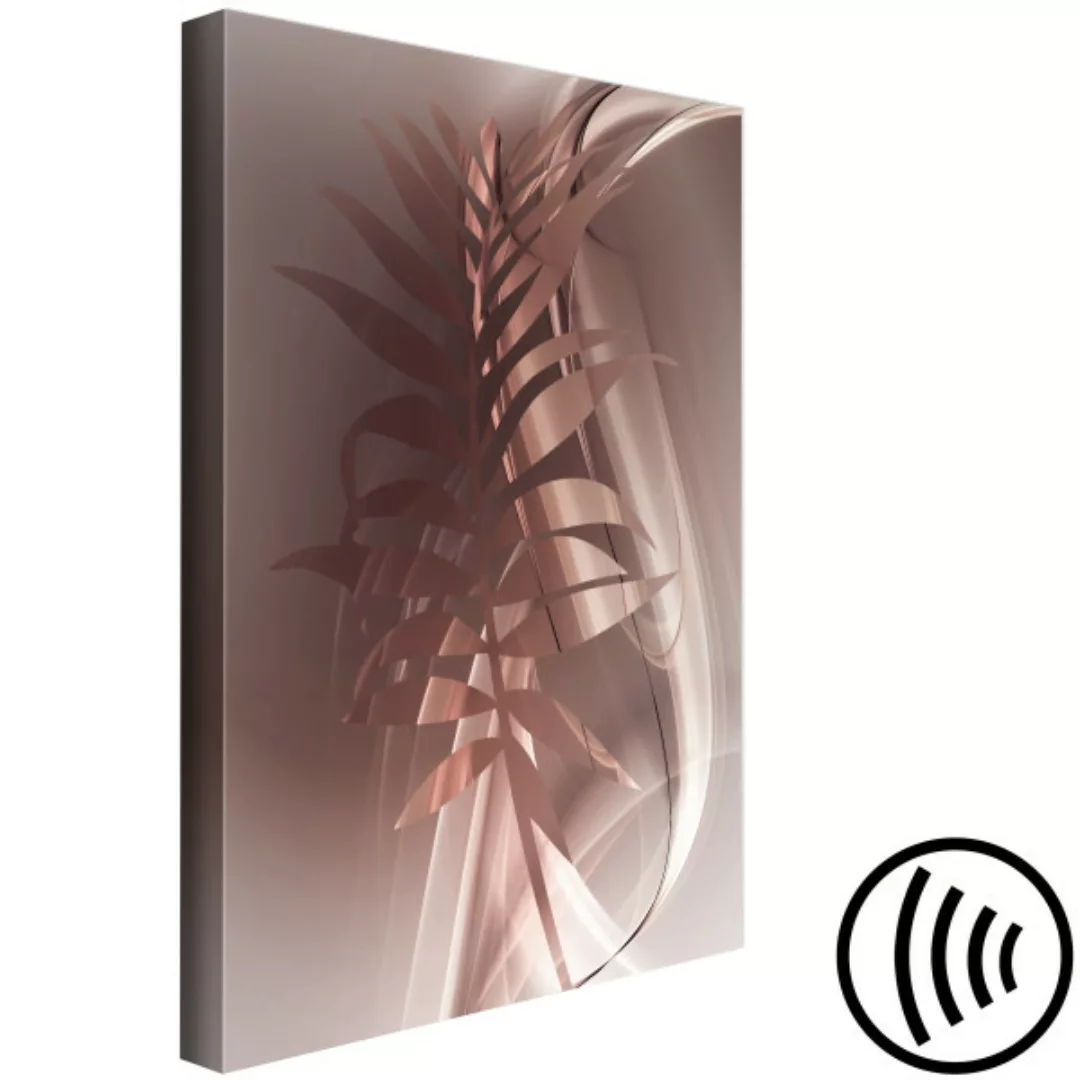 Bild auf Leinwand Metallisches Palmenblatt mit Wellen - abstraktes Pflanzen günstig online kaufen