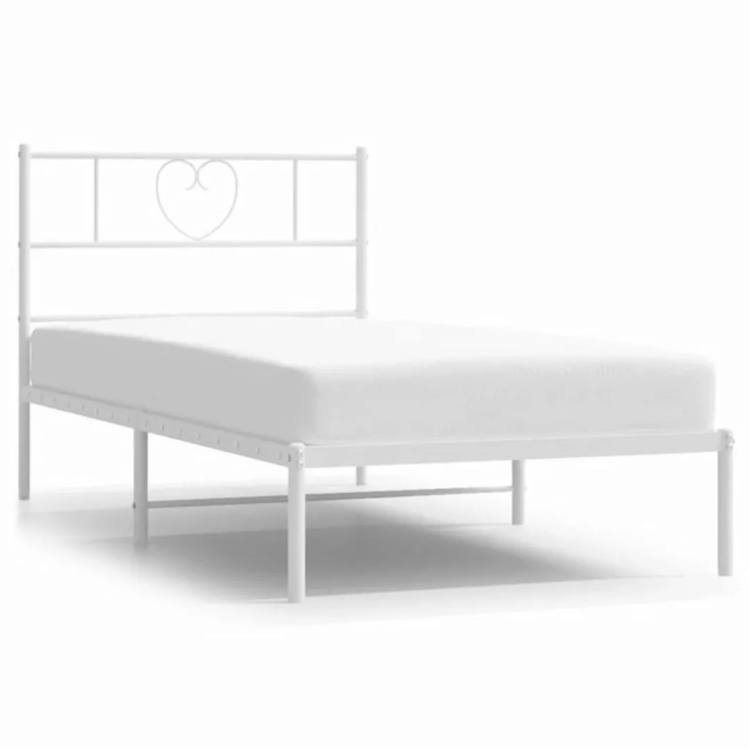 furnicato Bettgestell mit Kopfteil Metall Weiß 100x200 cm (1-tlg) günstig online kaufen