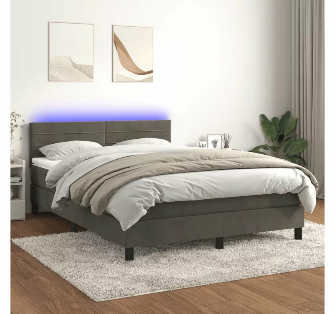 vidaXL Boxspringbett Bett Boxspringbett mit Matratze & LED Samt (140 x 190 günstig online kaufen