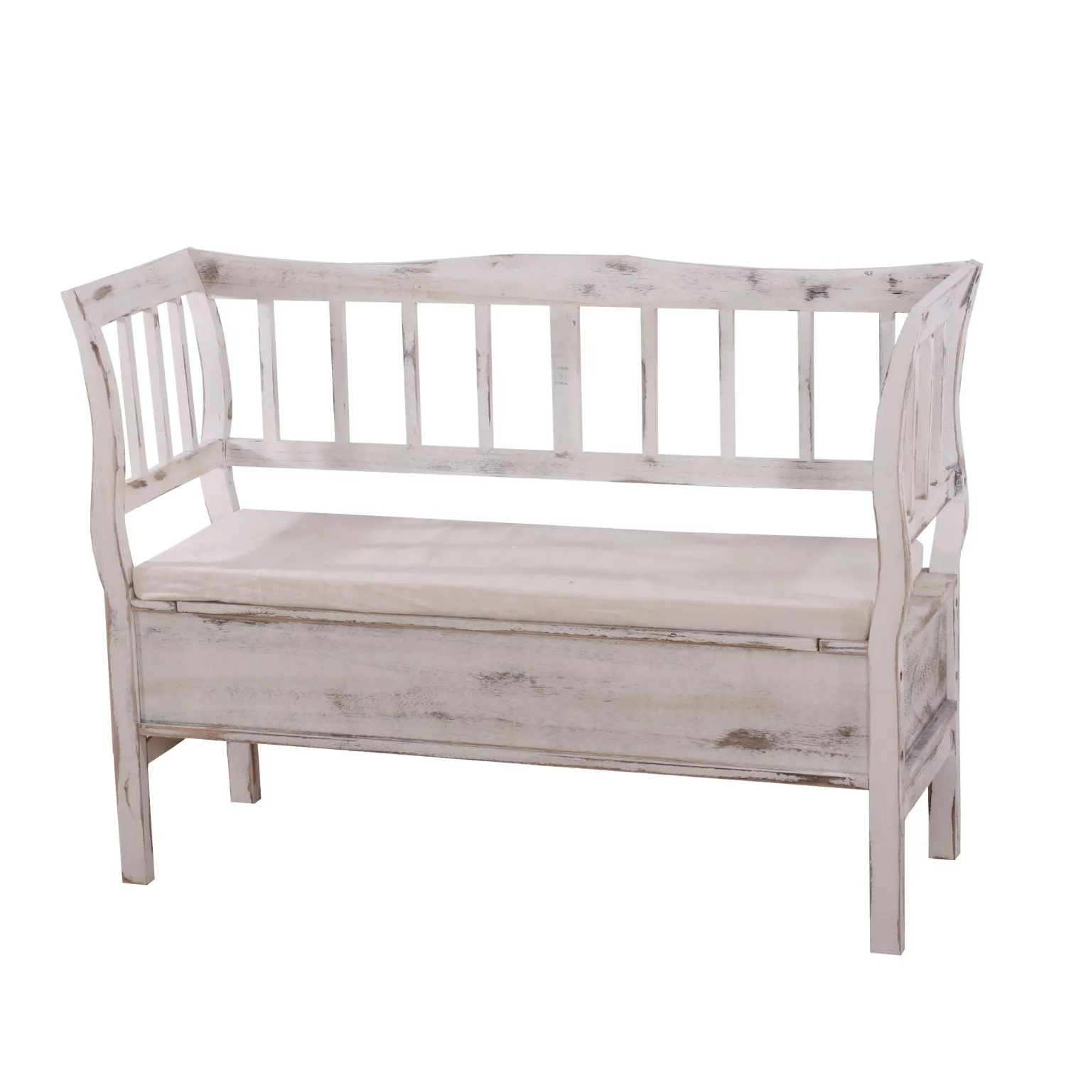 MCW Sitzbank H207 Staufach Shabby-Look Weiß Shabby günstig online kaufen