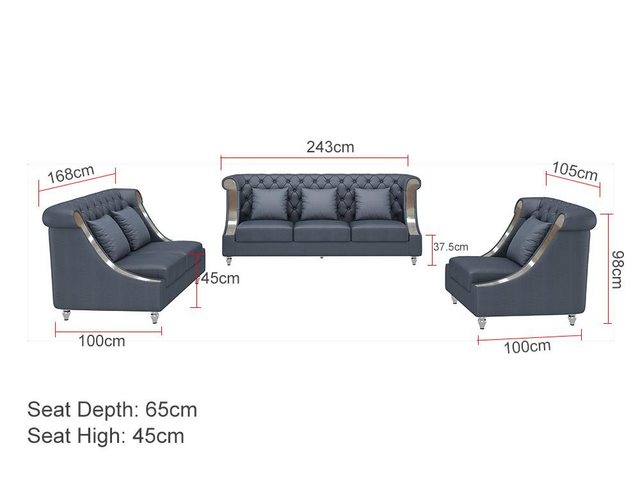 Xlmoebel Sofa Neues Ledersofa Chesterfield 3-Sitzer Couch in modernem Stil, günstig online kaufen