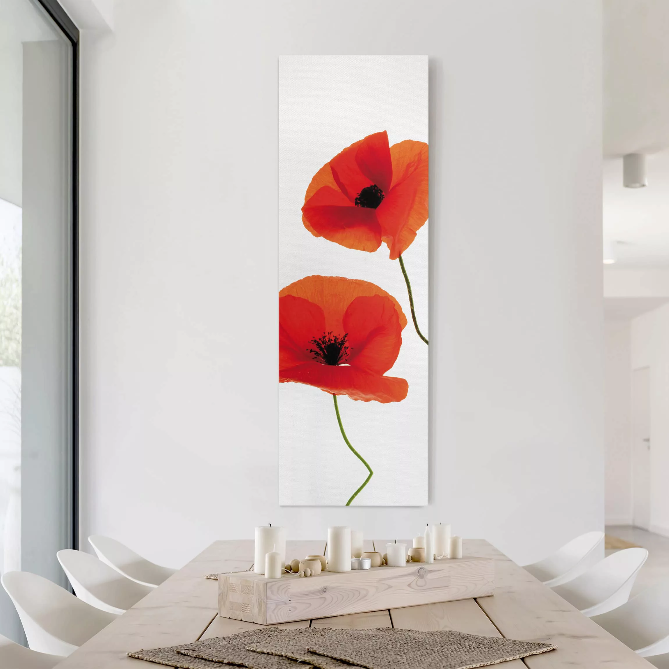 Leinwandbild Blumen - Hochformat Charming Poppies günstig online kaufen