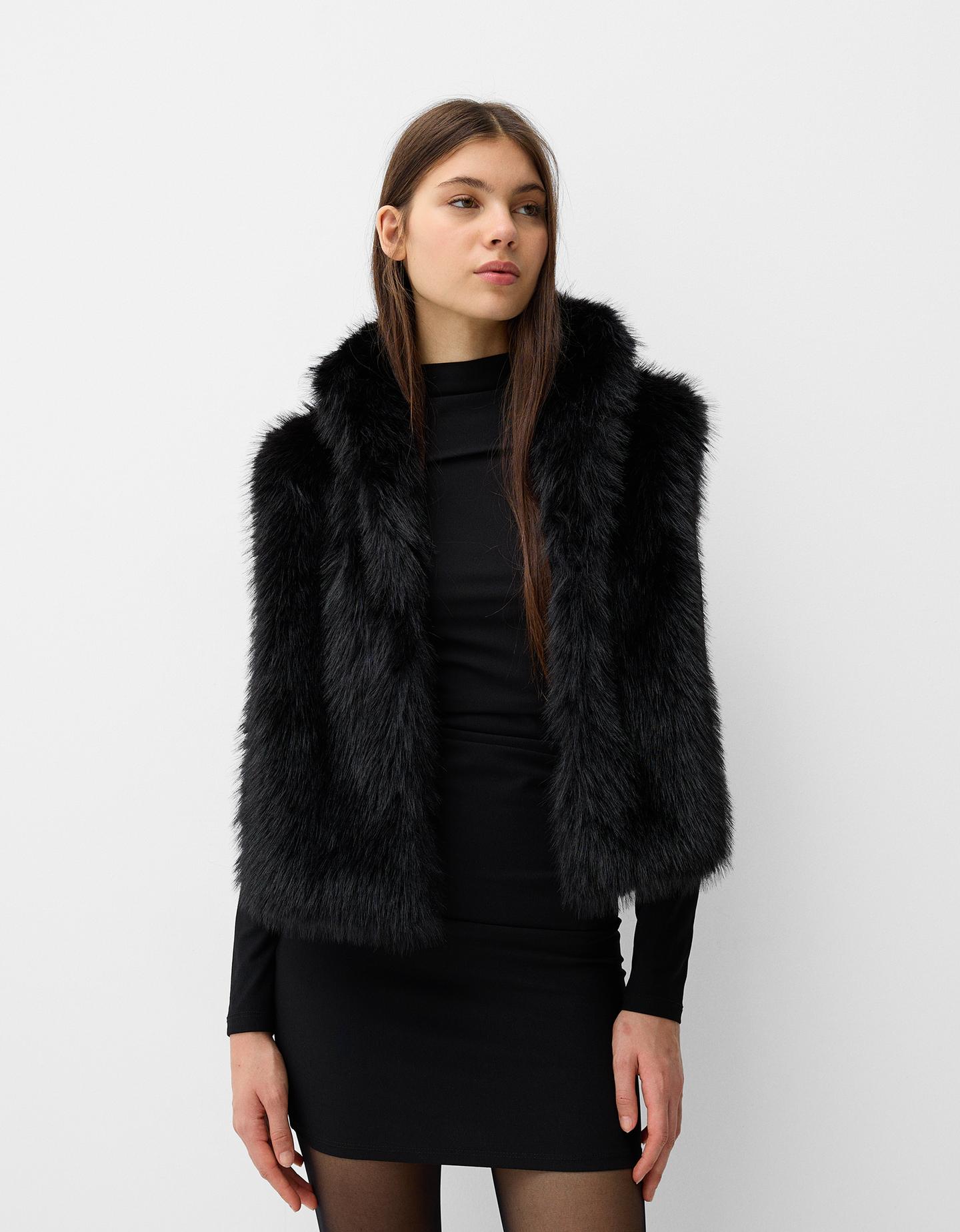 Bershka Weste Aus Kunstfell Damen Xs Schwarz günstig online kaufen