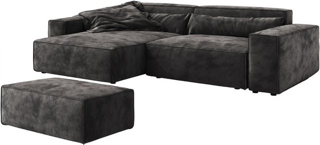 DELIFE Big-Sofa Sirpio, XL Mikrofaser Schwarz 270x170 cm Recamiere variabel günstig online kaufen