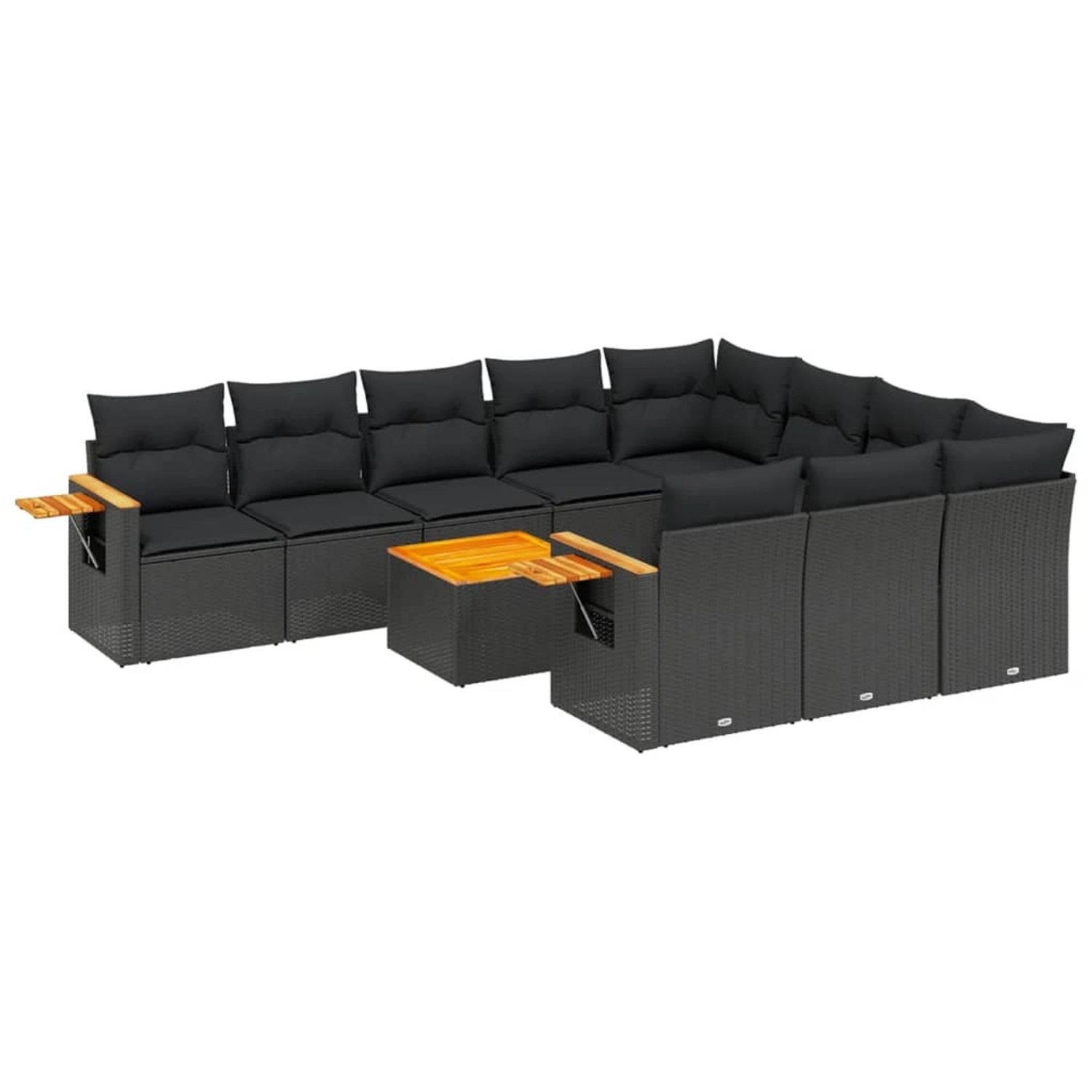 vidaXL 11-Tlg Garten-Sofagarnitur mit Kissen Schwarz Poly Rattan 3259584 günstig online kaufen