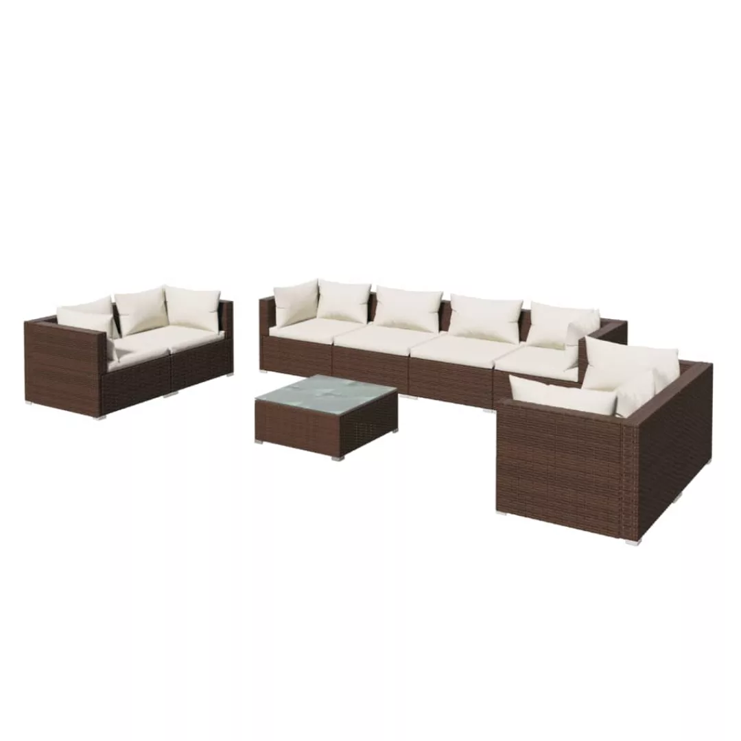 Vidaxl 9-tlg. Garten-lounge-set Mit Kissen Poly Rattan Braun günstig online kaufen