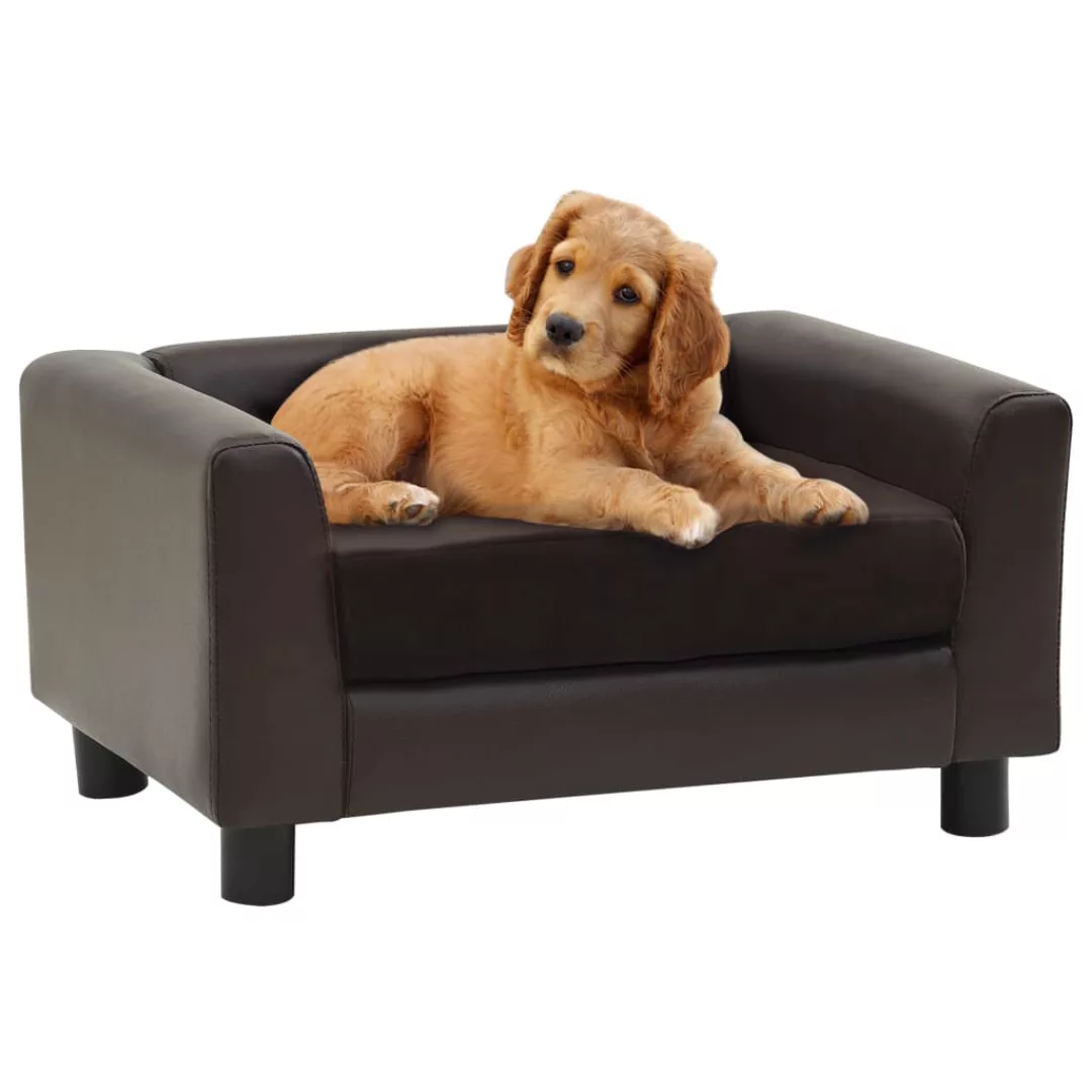 Hundesofa Braun 60x43x30 Cm Plüsch Und Kunstleder günstig online kaufen