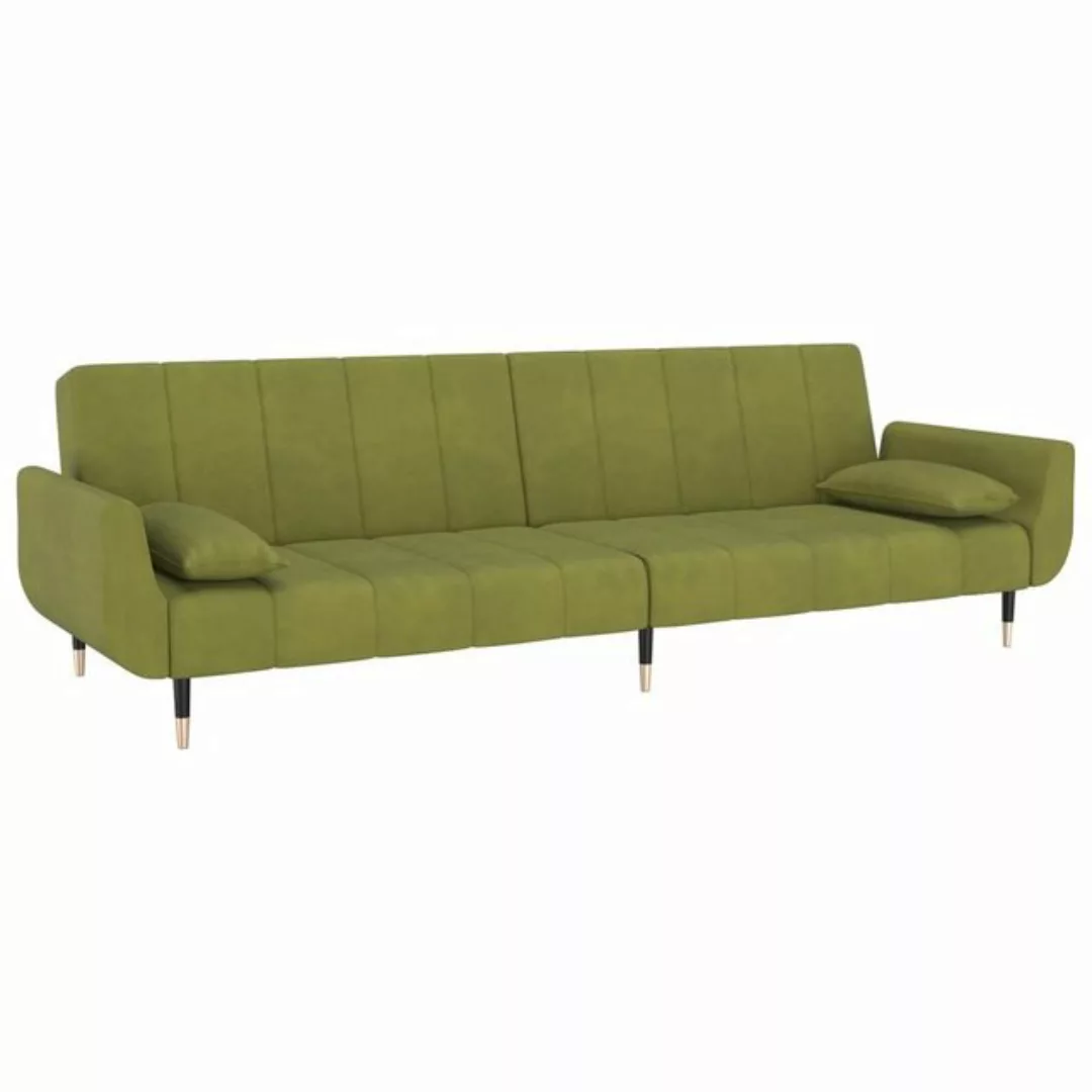 vidaXL Sofa Schlafsofa 2-Sitzer mit 2 Kissen Hellgrün Samt Schlafcouch Schl günstig online kaufen