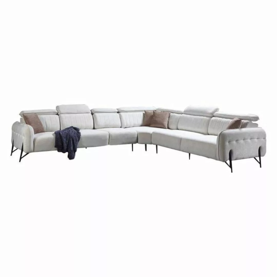 Xlmoebel Sofa Luxuriöse Wohnlandschaft aus Designer-Stoff in weißer L-Form, günstig online kaufen