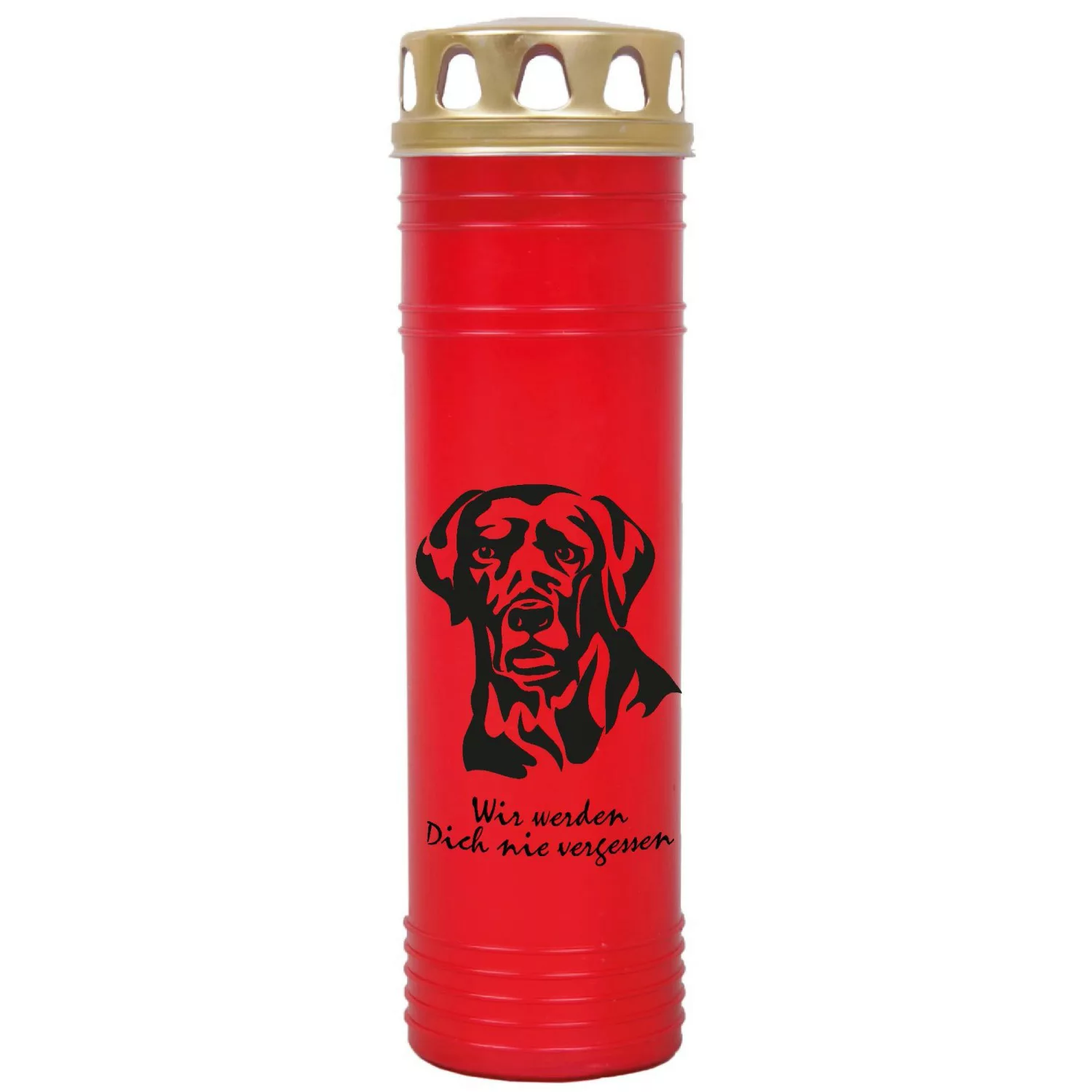 HS Candle Grabkerze Rot 170h Deckel Gold Labrador günstig online kaufen